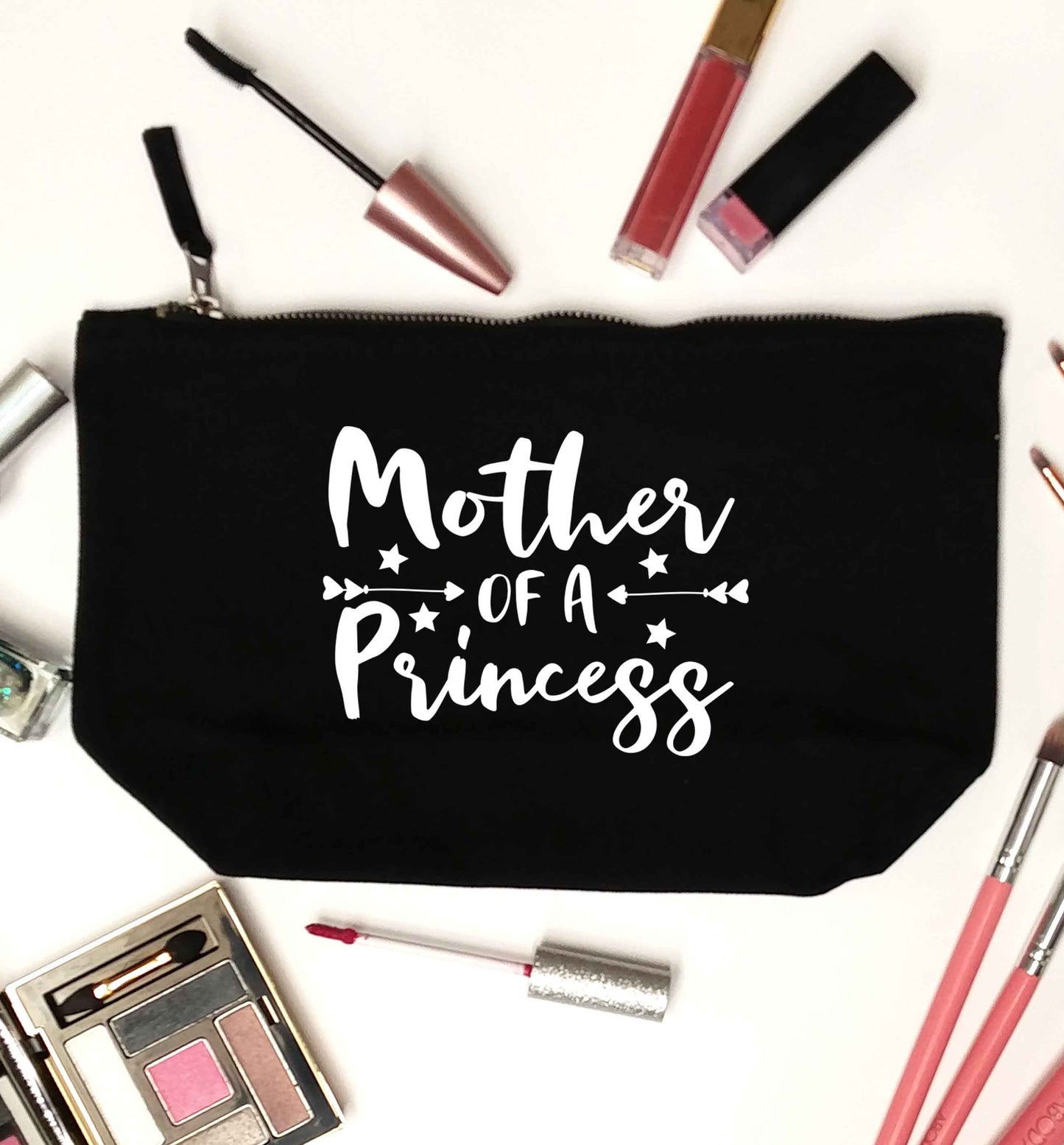 Mother of a princess black makeup bag