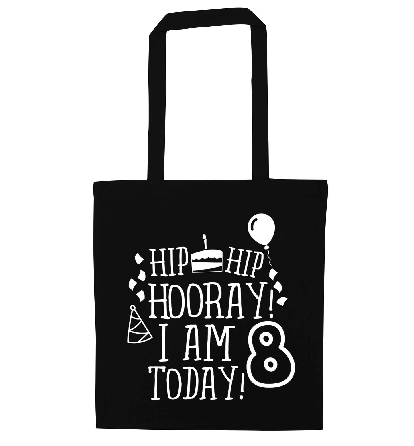 Hip hip hooray I am 8 today! black tote bag