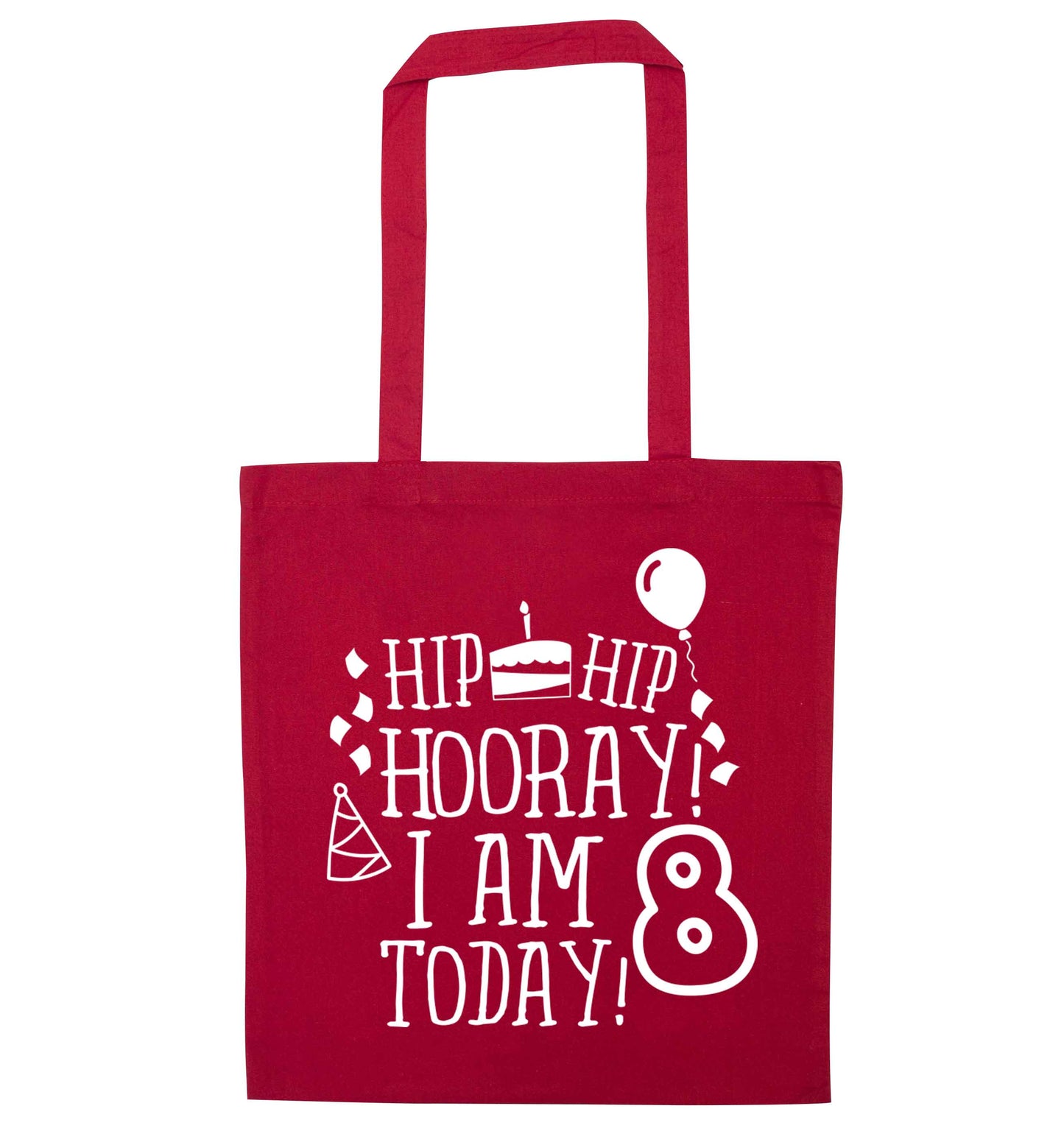 Hip hip hooray I am 8 today! red tote bag