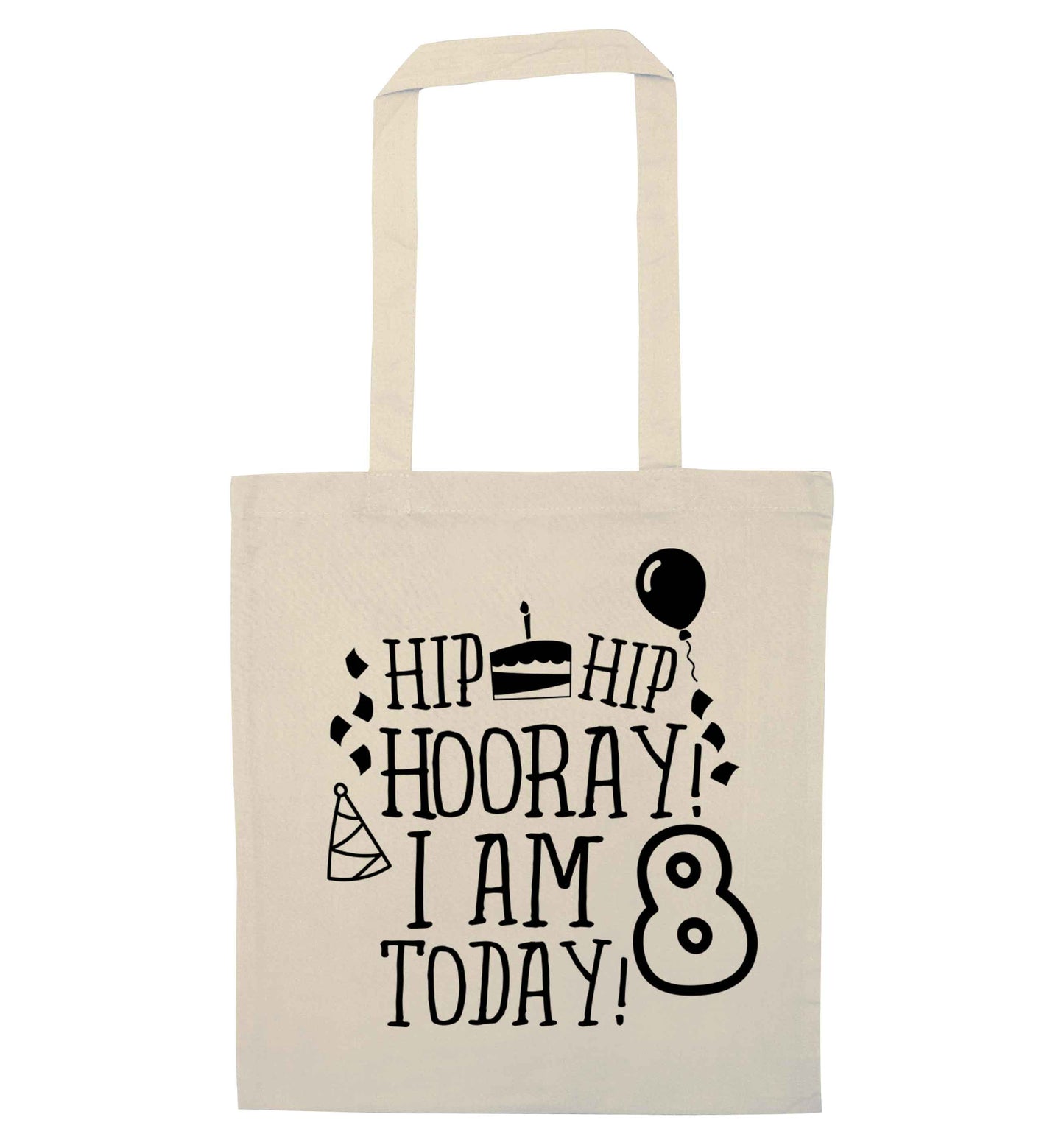 Hip hip hooray I am 8 today! natural tote bag