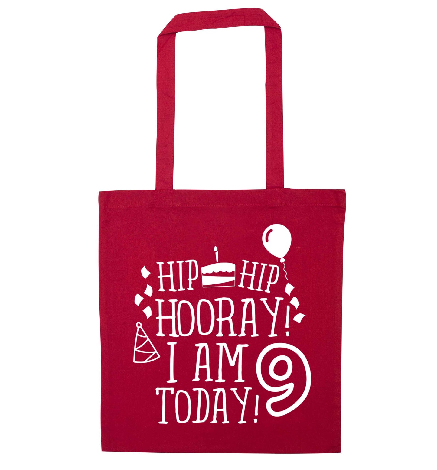 Hip hip hooray I am 9 today! red tote bag