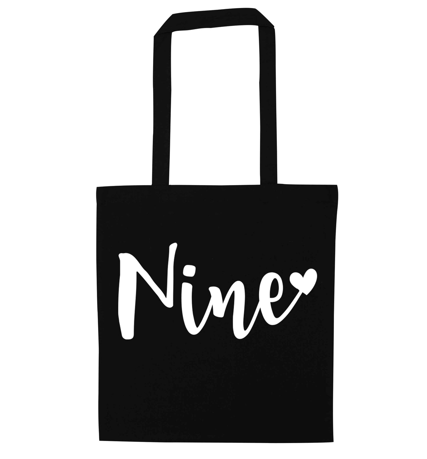 Nine and heart black tote bag