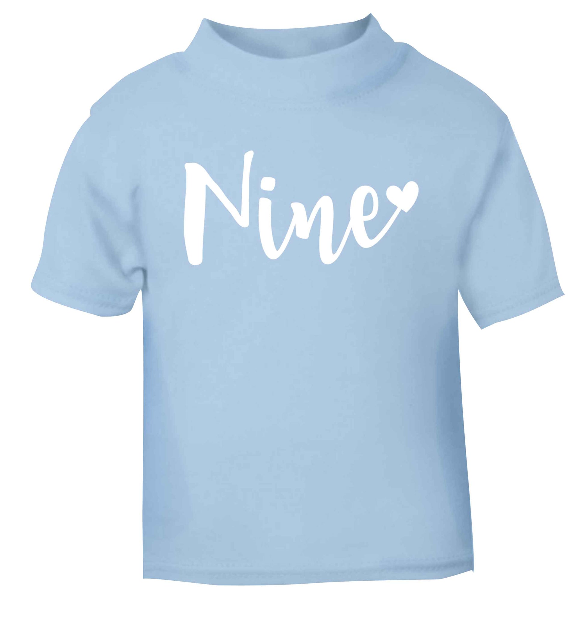 Nine and heart light blue baby toddler Tshirt 2 Years