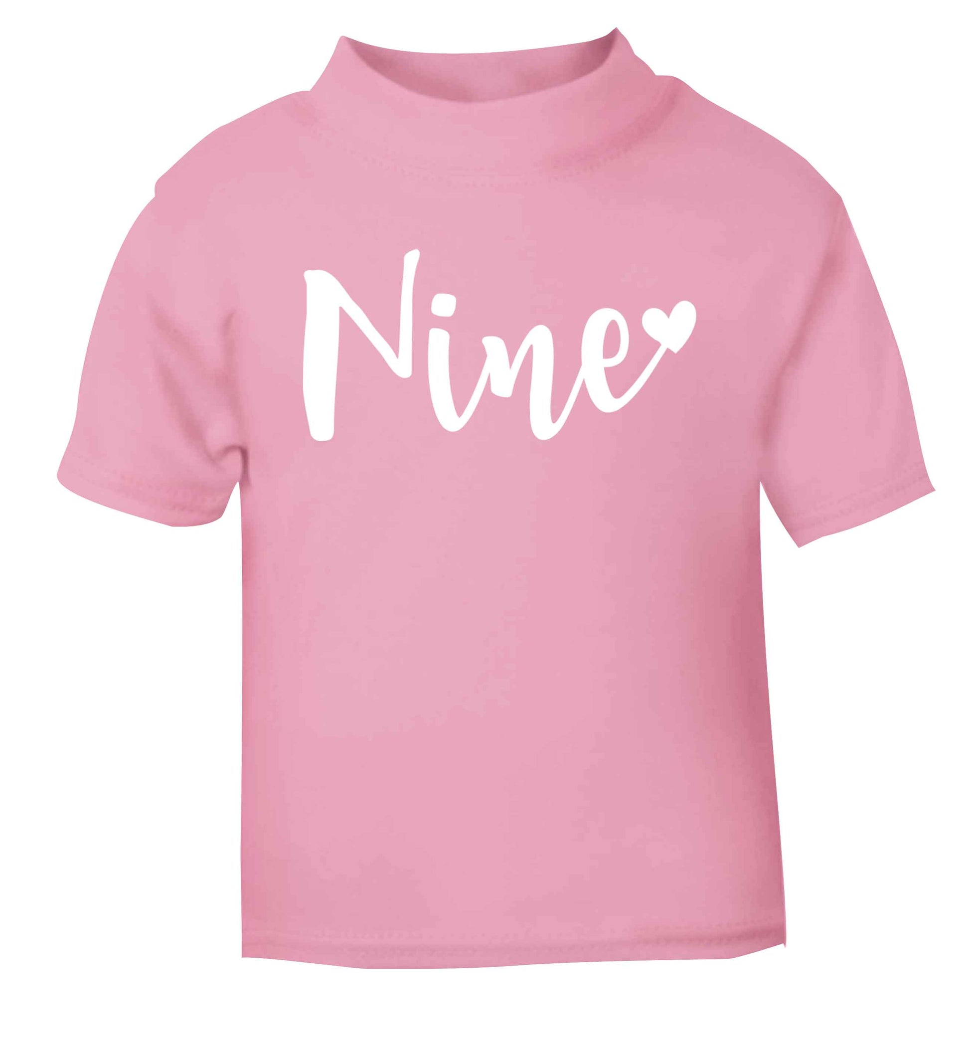Nine and heart light pink baby toddler Tshirt 2 Years