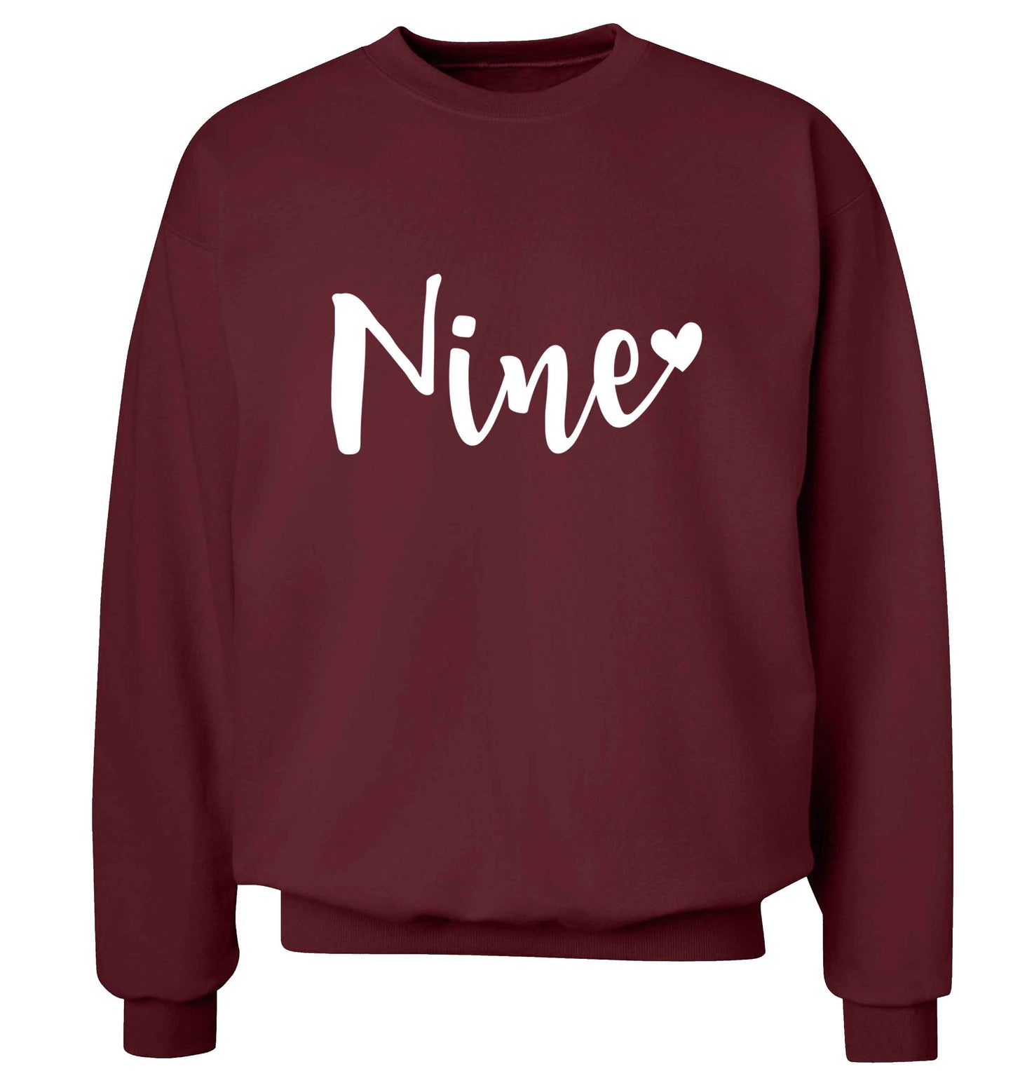 Nine and heart adult's unisex maroon sweater 2XL