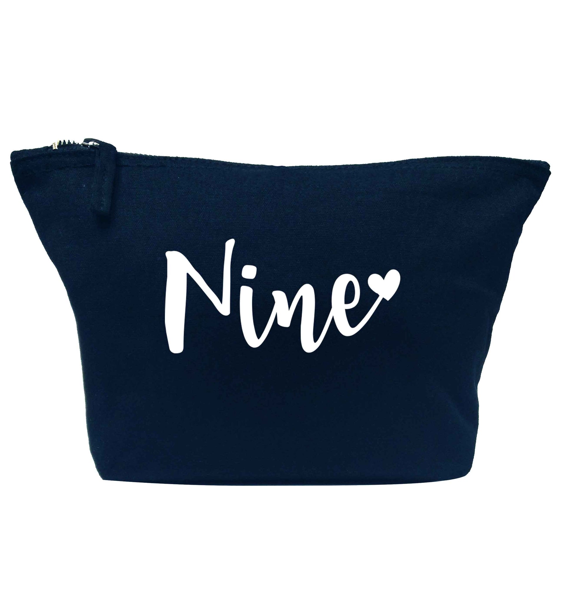 Nine and heart navy makeup bag