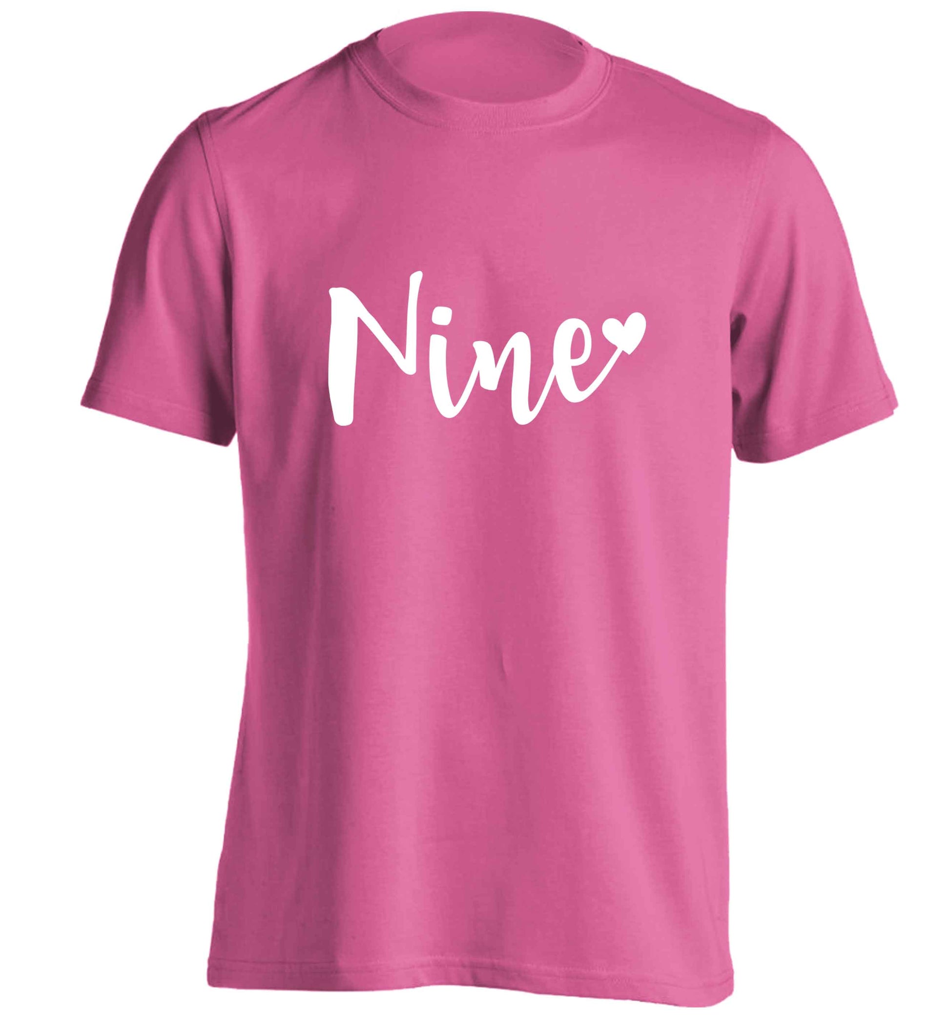 Nine and heart adults unisex pink Tshirt 2XL