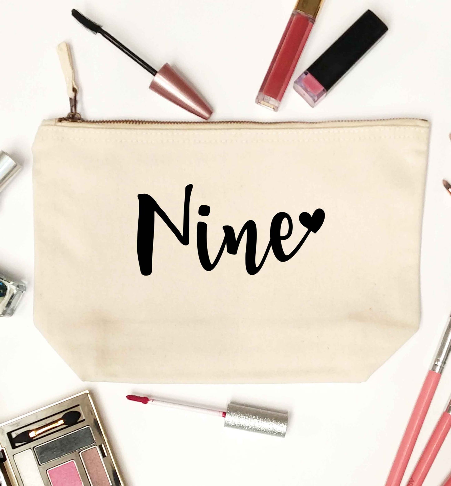 Nine and heart natural makeup bag