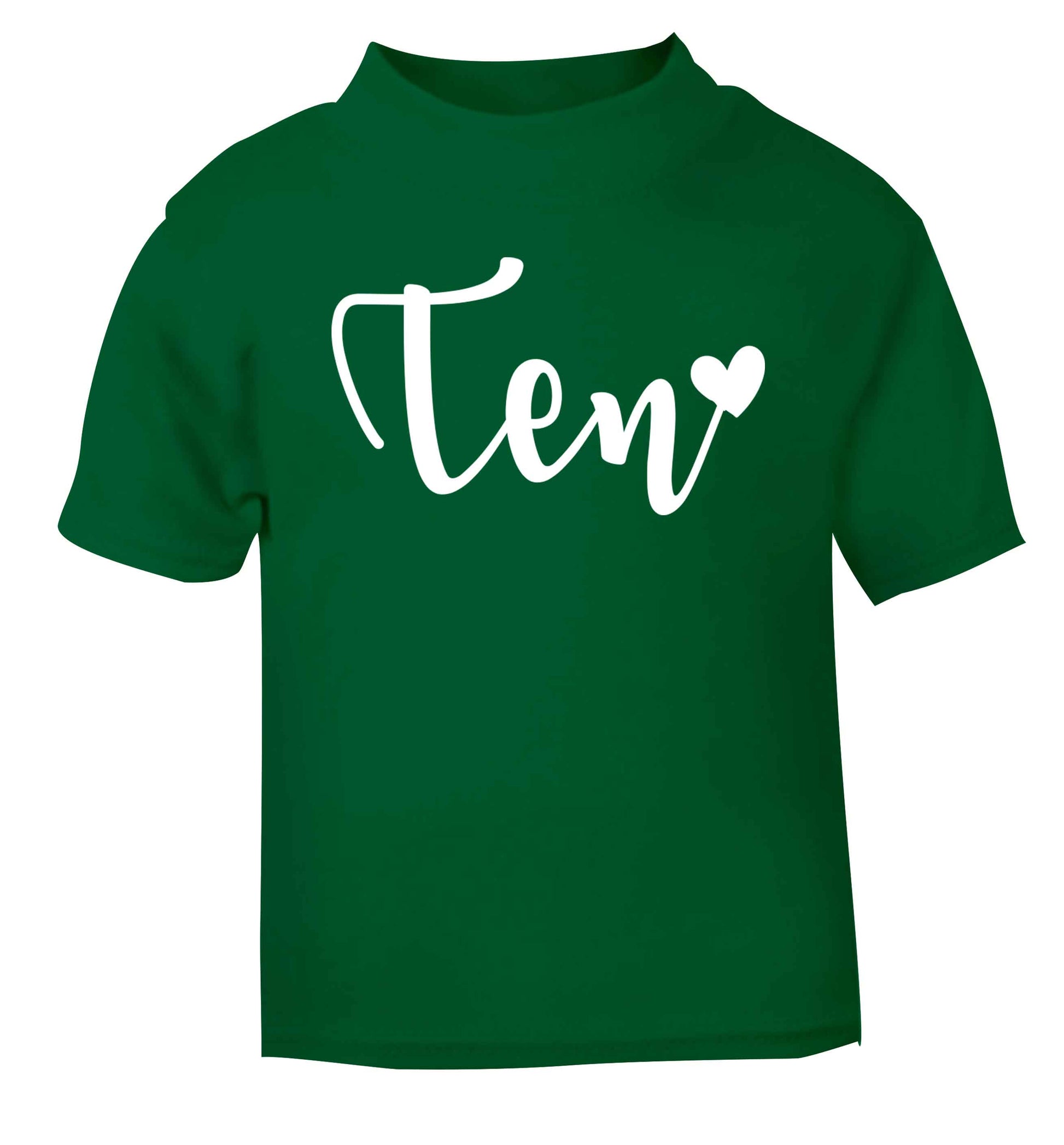 Ten and heart green baby toddler Tshirt 2 Years