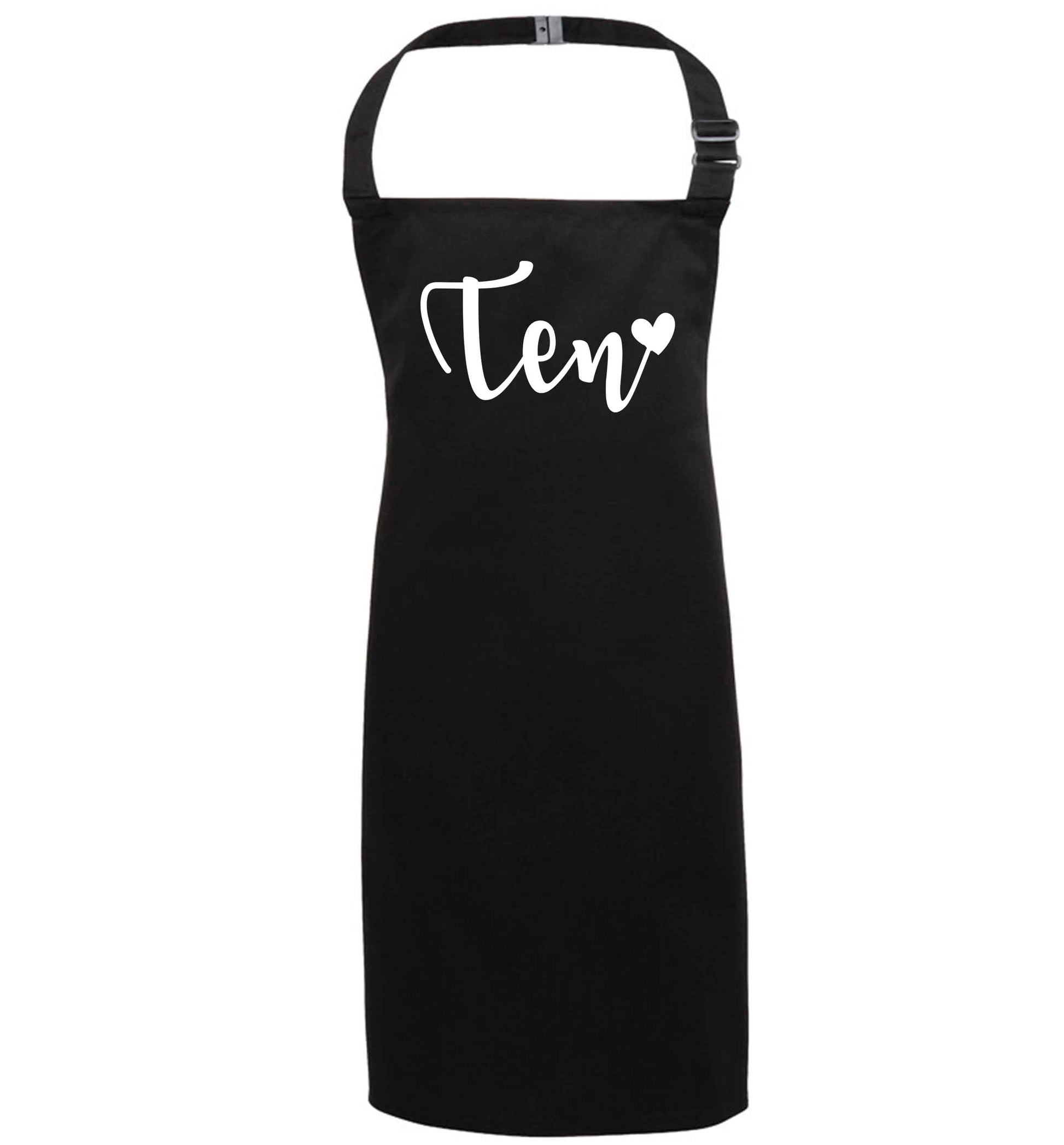Ten and heart black apron 7-10 years
