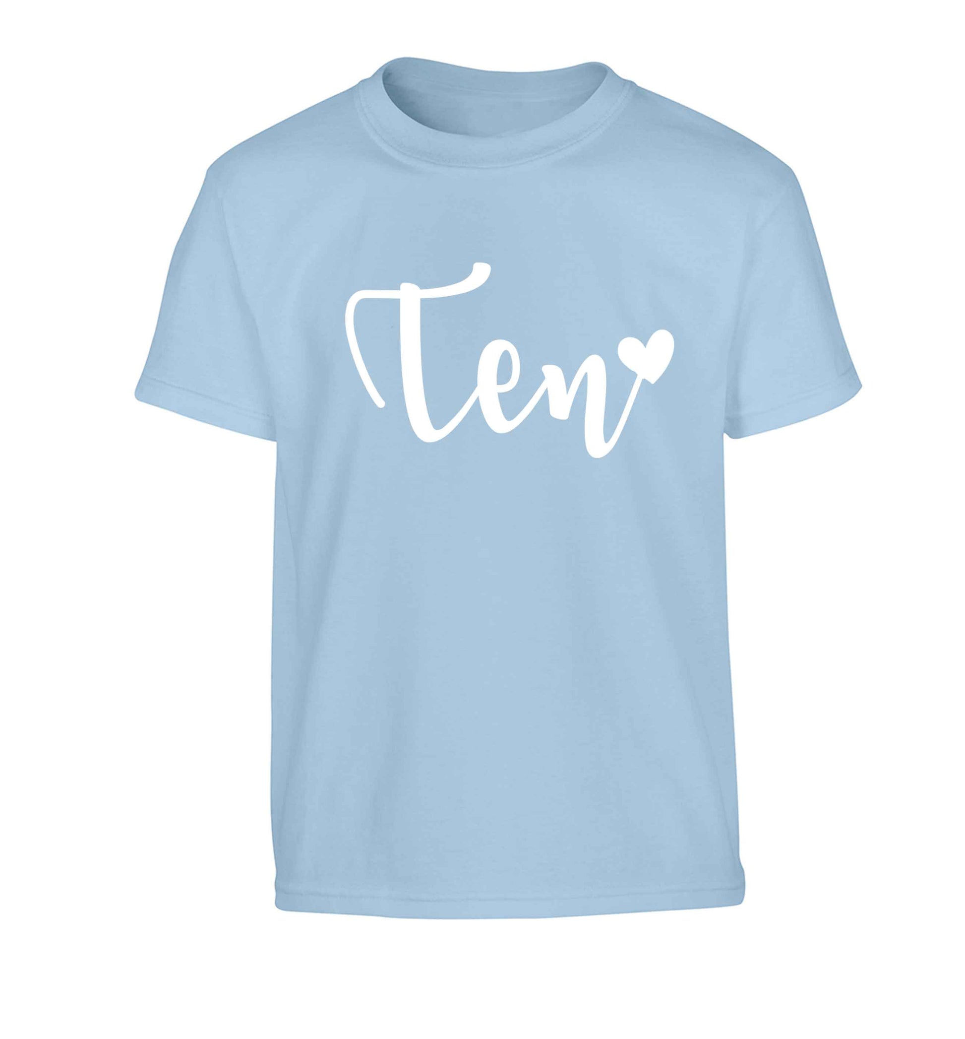 Ten and heart Children's light blue Tshirt 12-13 Years