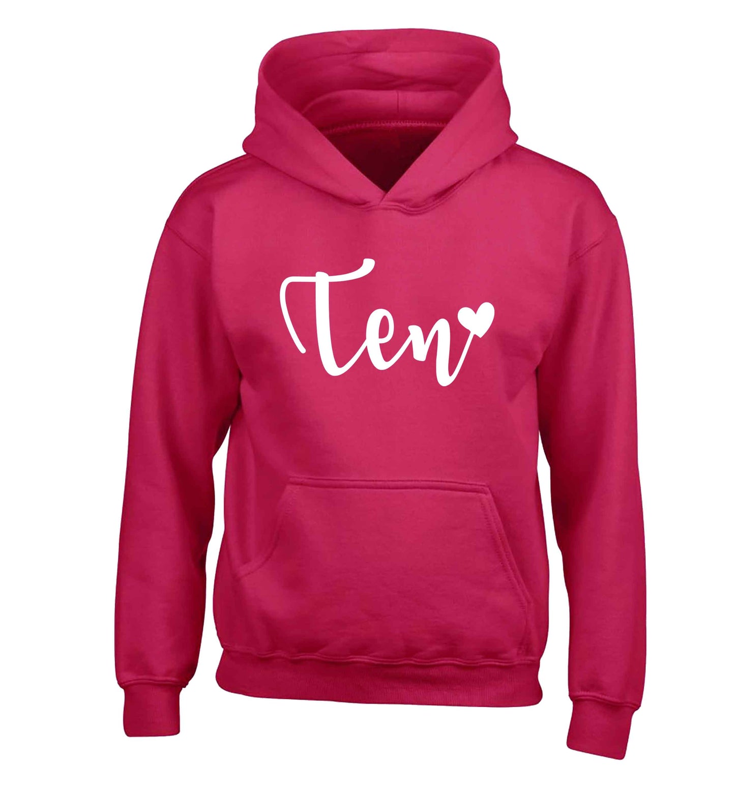 Ten and heart children's pink hoodie 12-13 Years