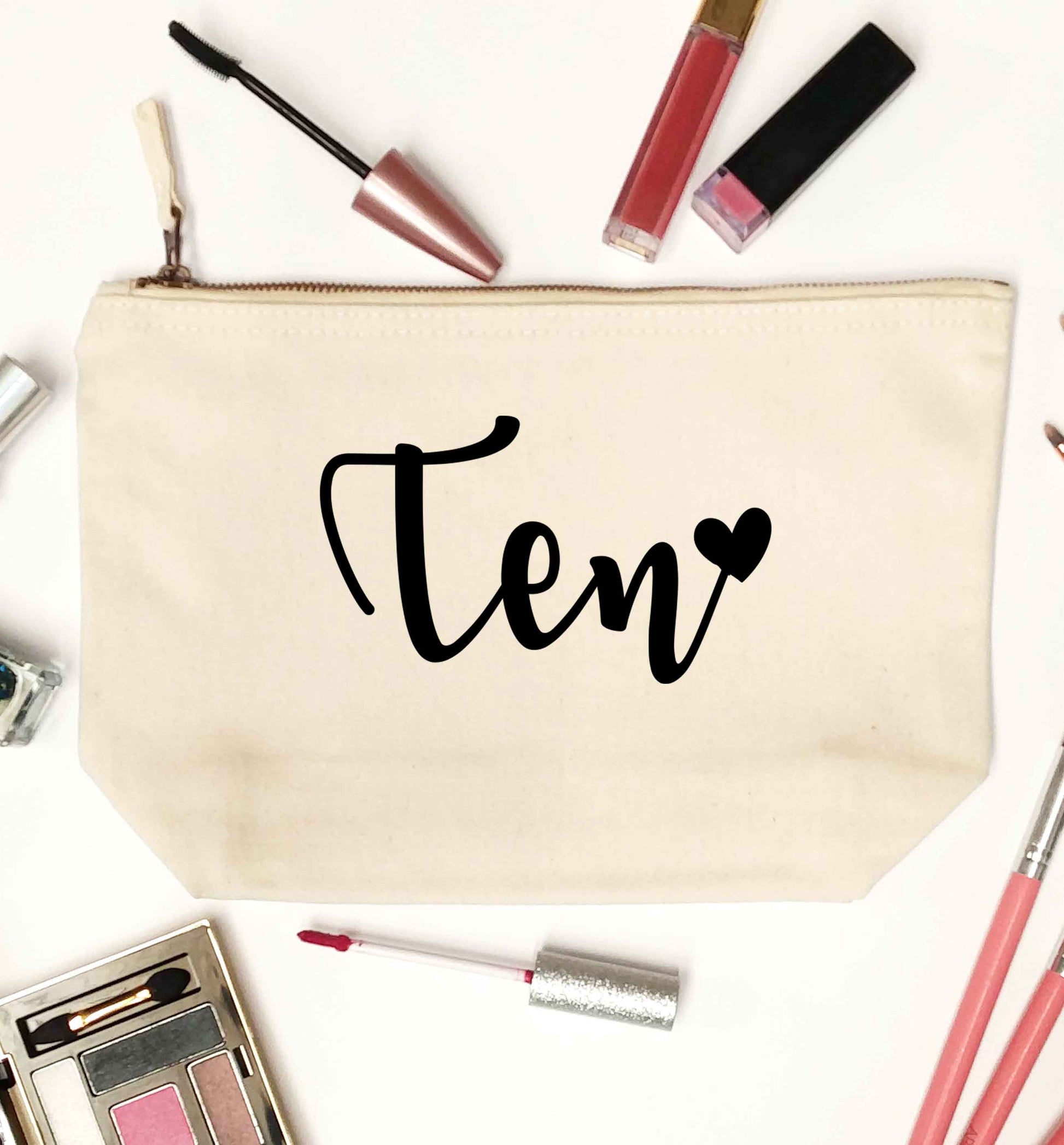 Ten and heart natural makeup bag