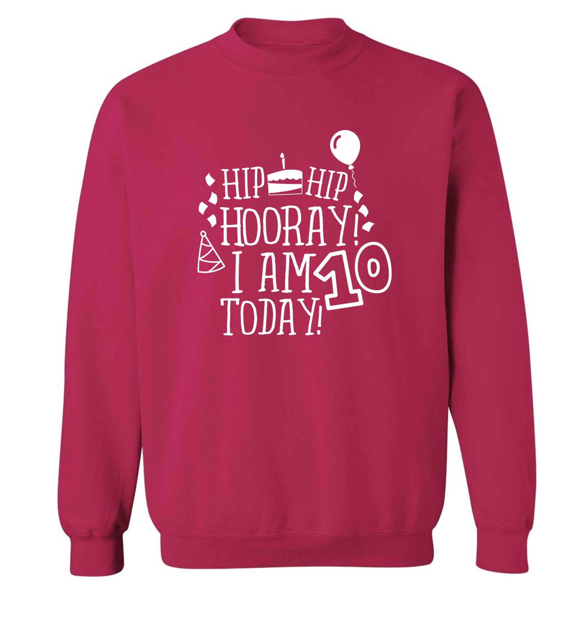 Hip hip hooray I am ten today! adult's unisex pink sweater 2XL