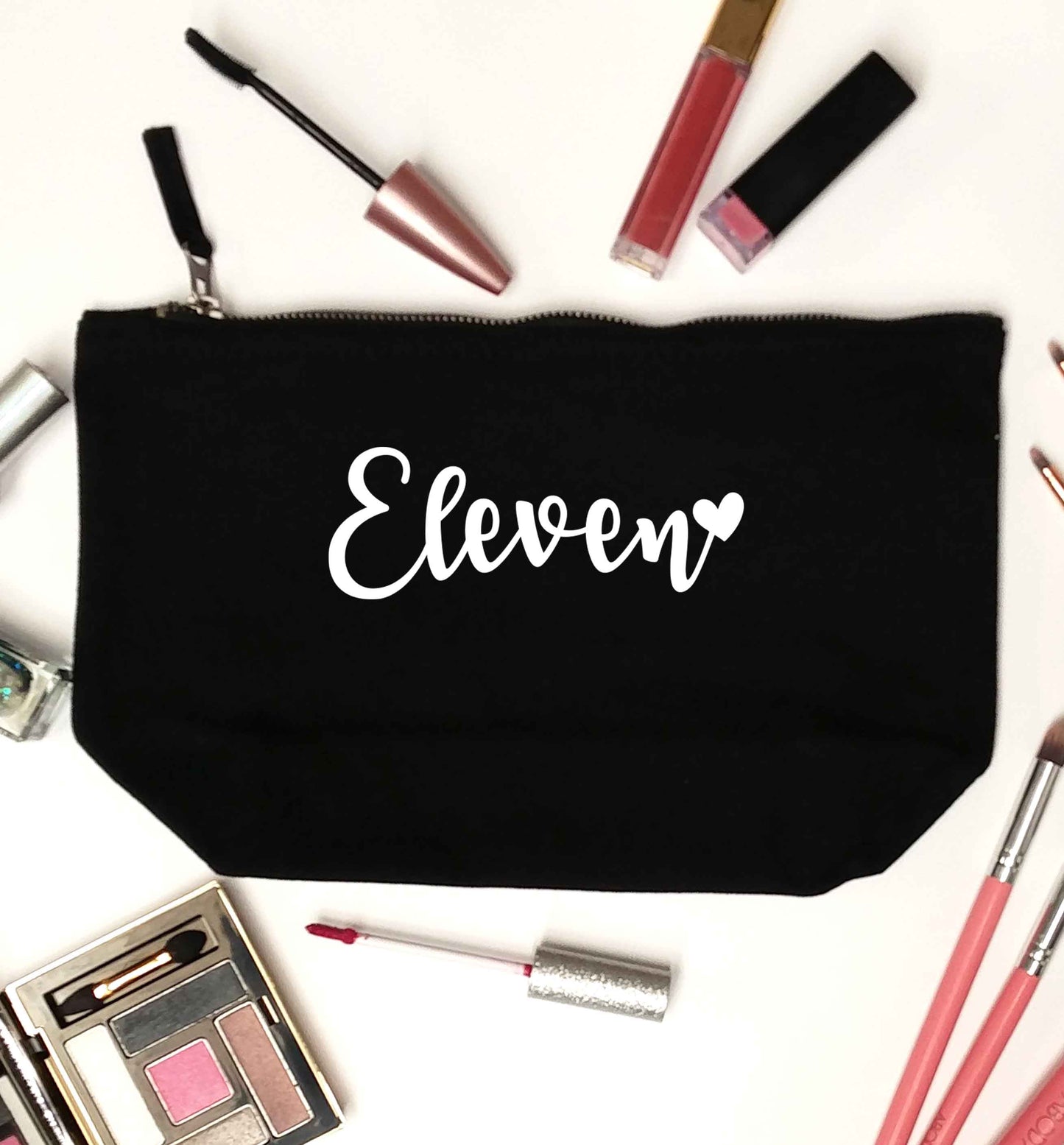 Eleven and heart! black makeup bag