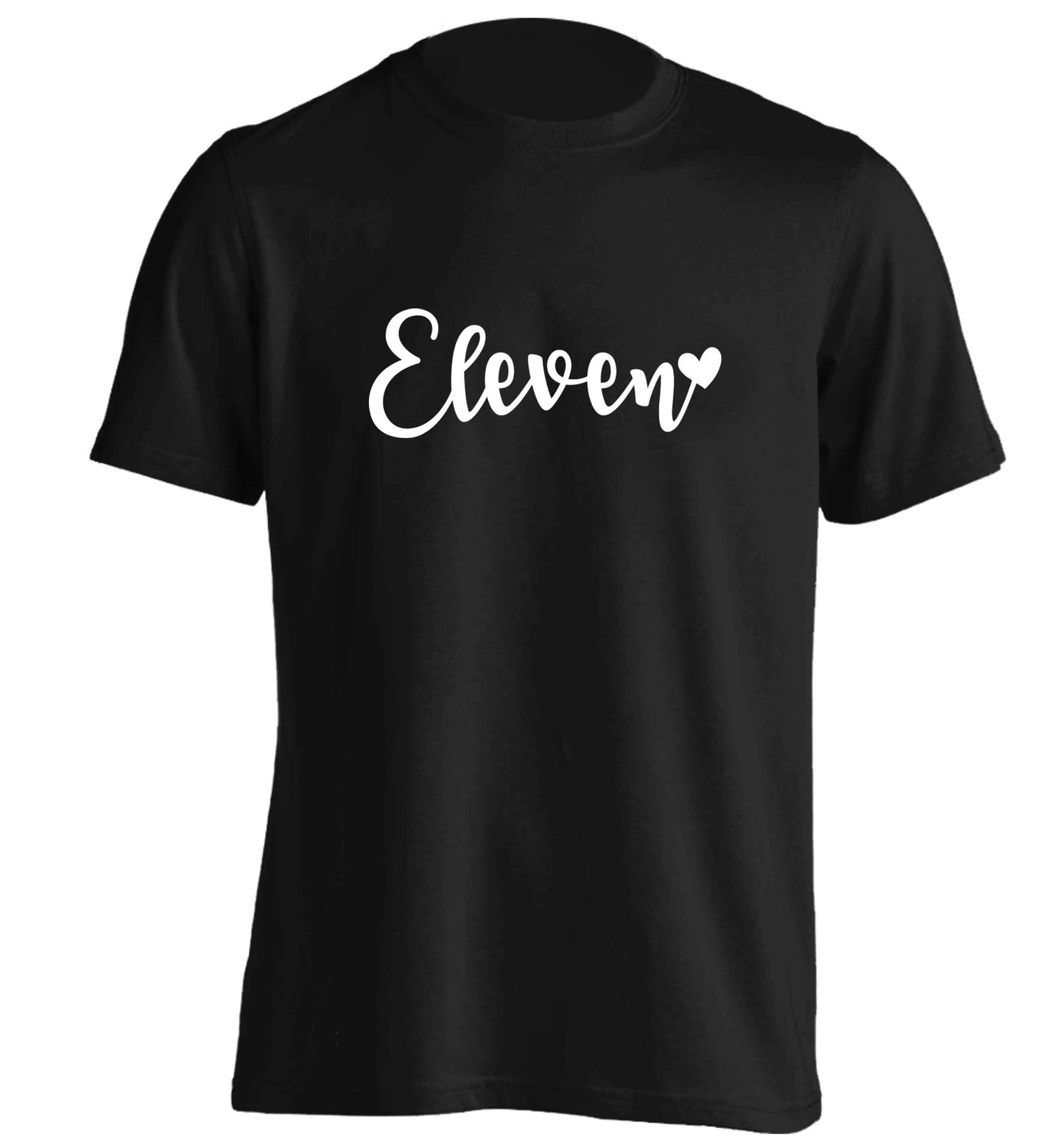 Eleven and heart! adults unisex black Tshirt 2XL