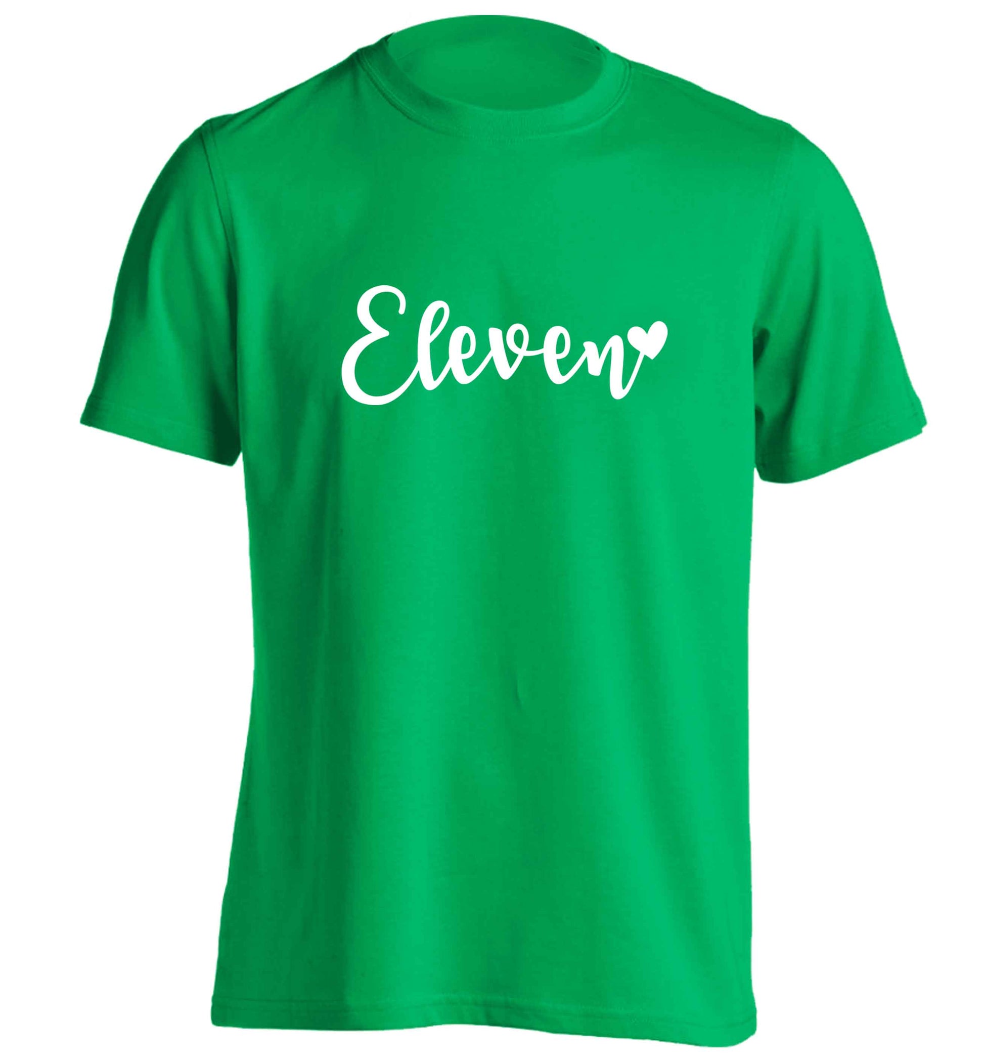 Eleven and heart! adults unisex green Tshirt 2XL
