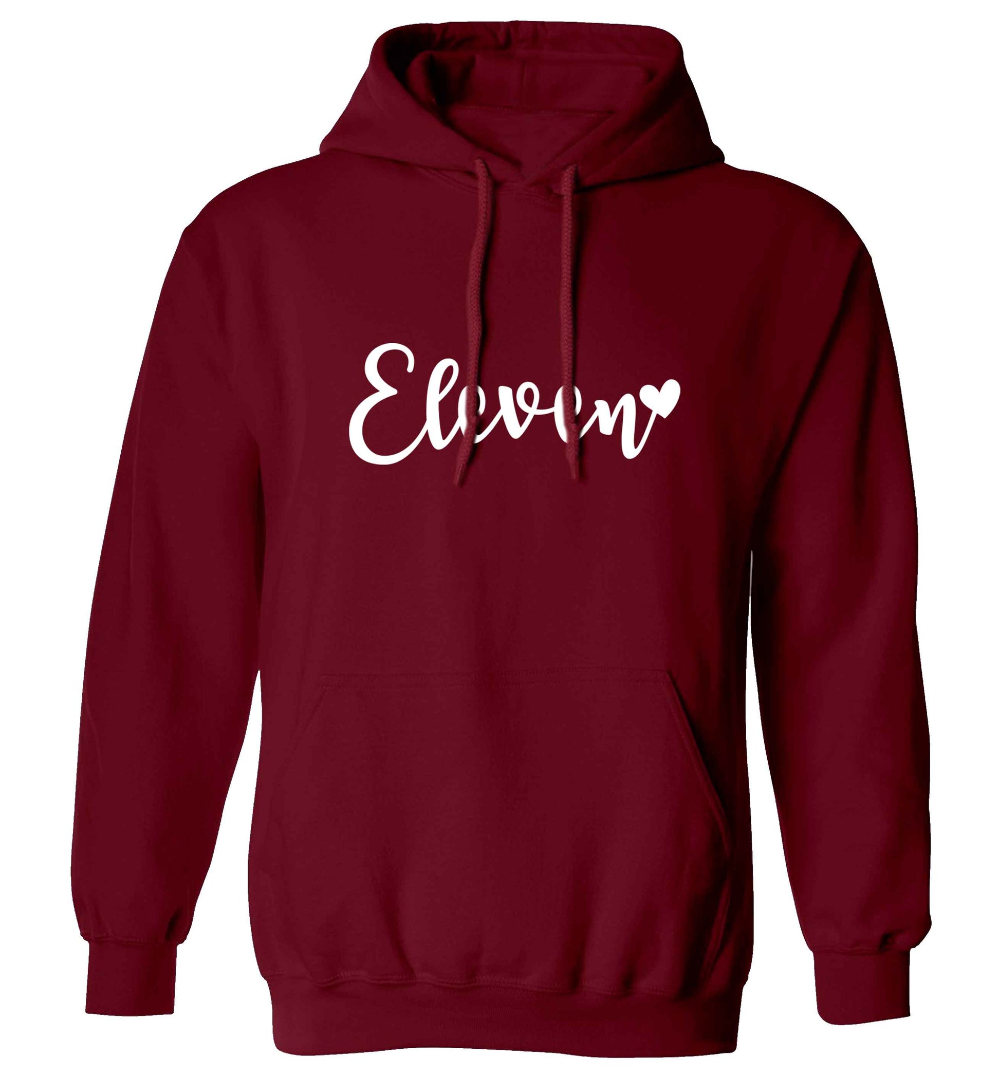 Eleven and heart! adults unisex maroon hoodie 2XL