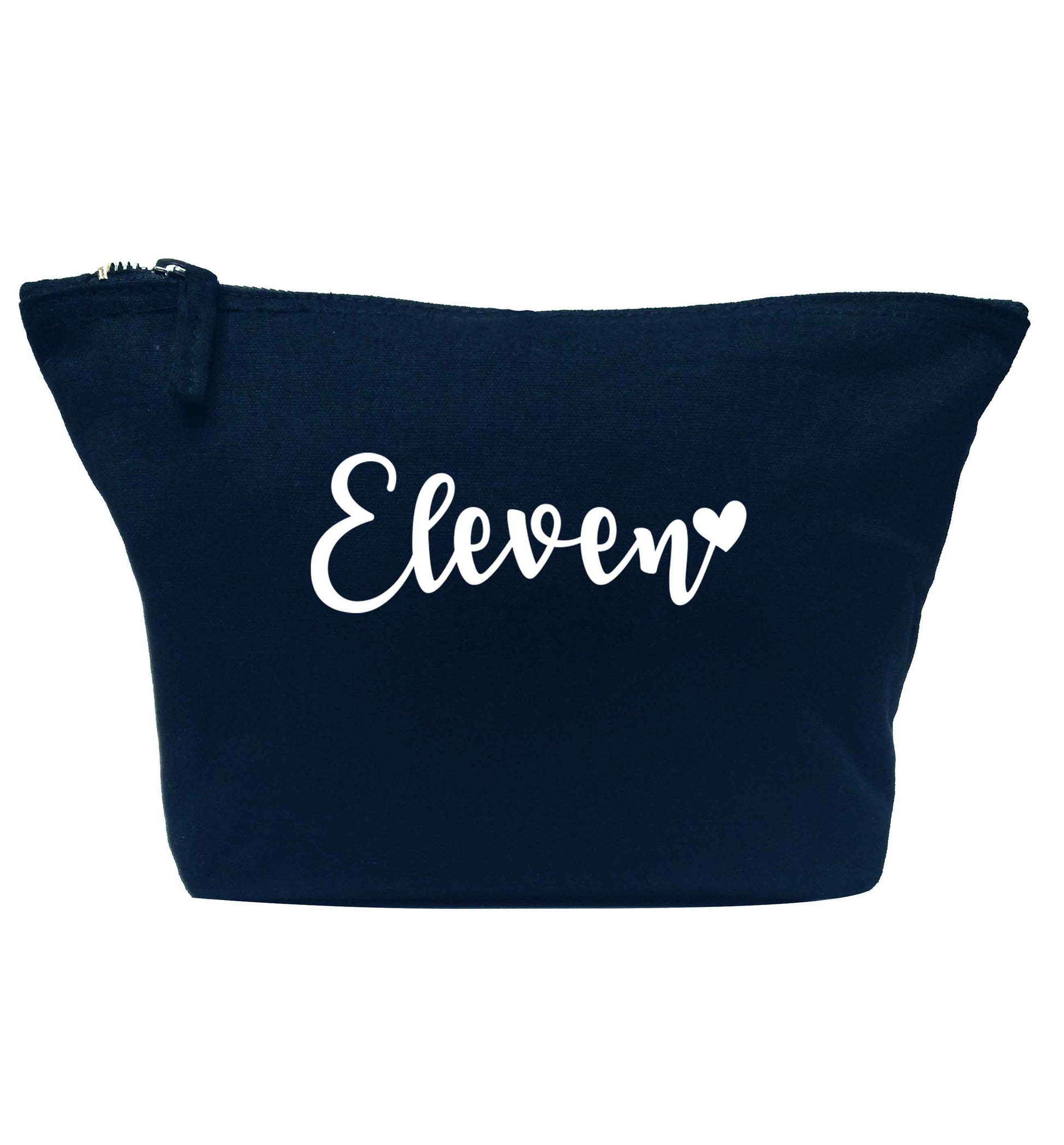 Eleven and heart! navy makeup bag