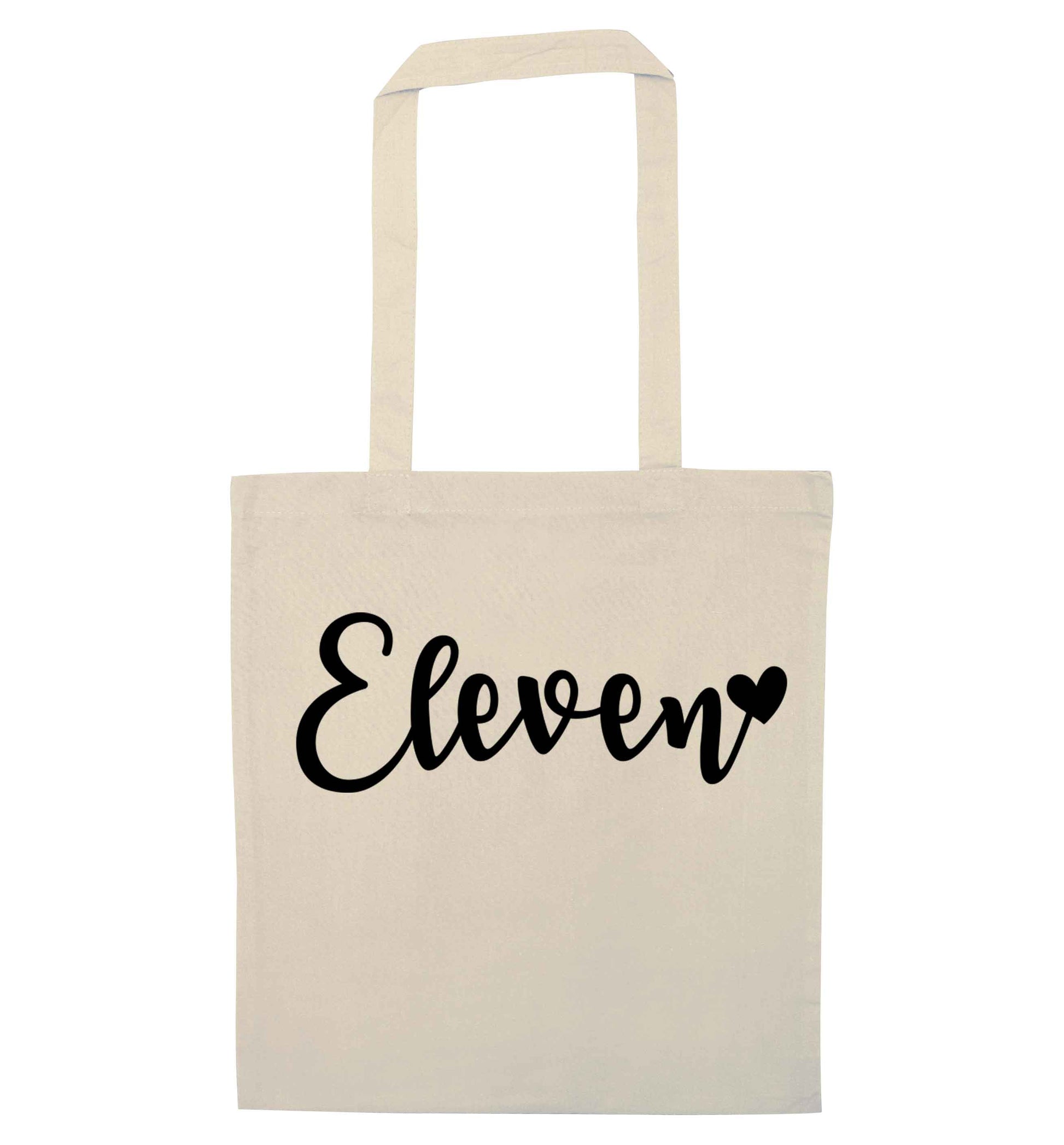 Eleven and heart! natural tote bag