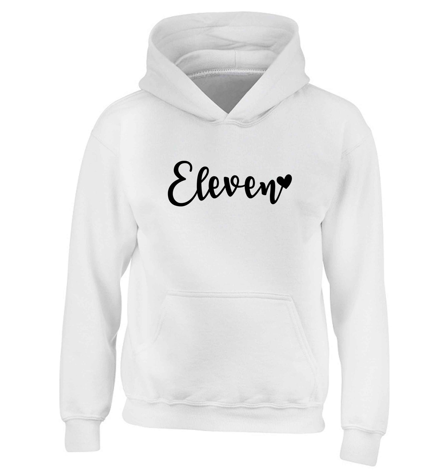 Eleven and heart! children's white hoodie 12-13 Years
