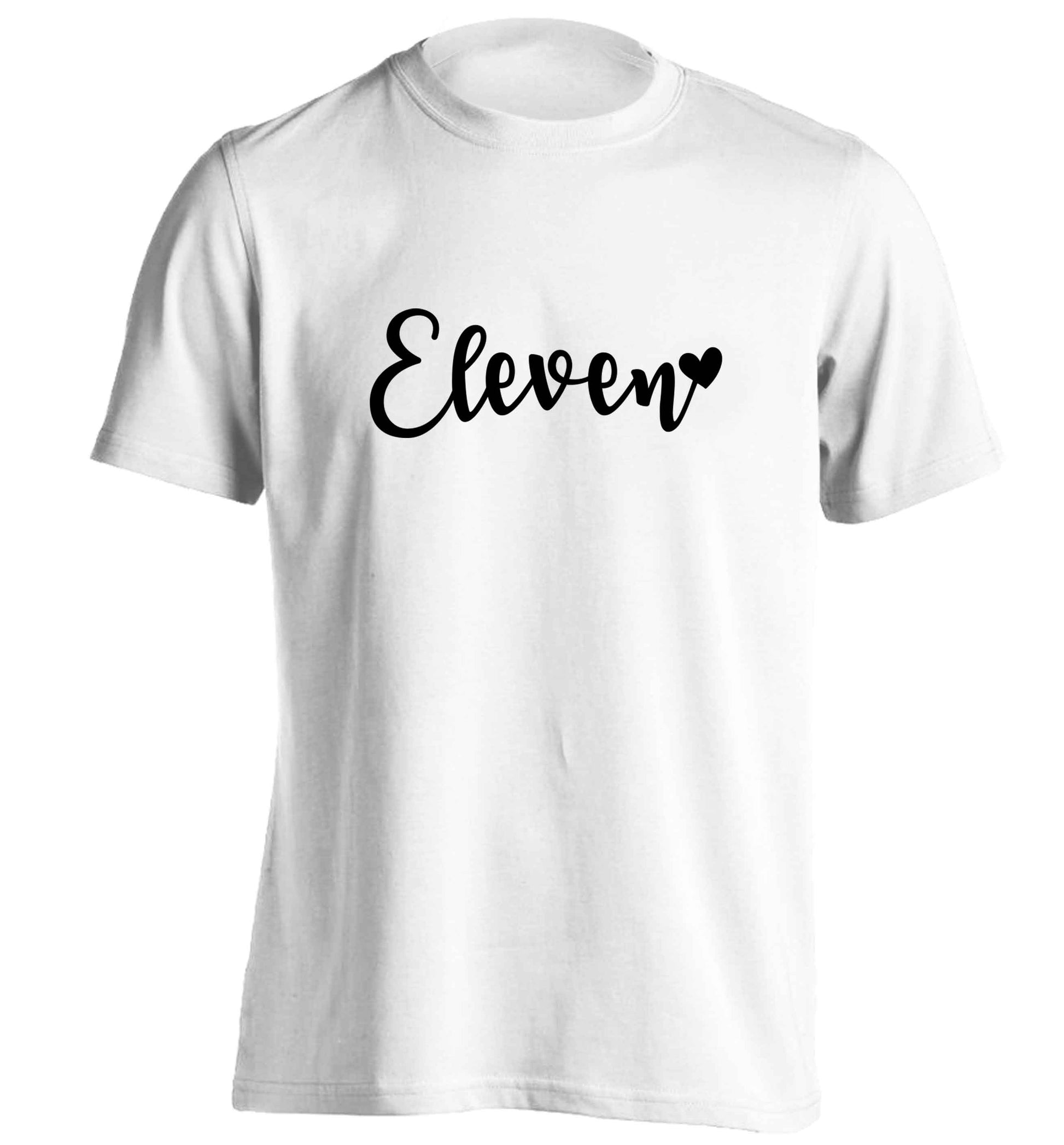 Eleven and heart! adults unisex white Tshirt 2XL