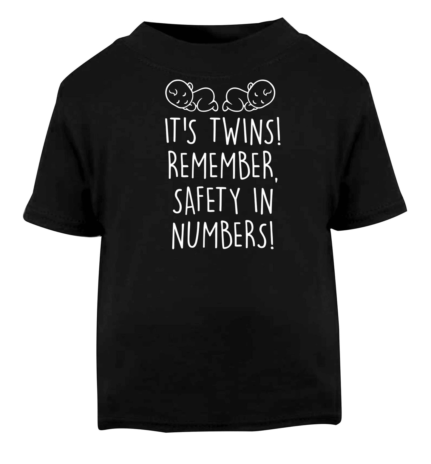It's twins! Remember safety in numbers! Black baby toddler Tshirt 2 years