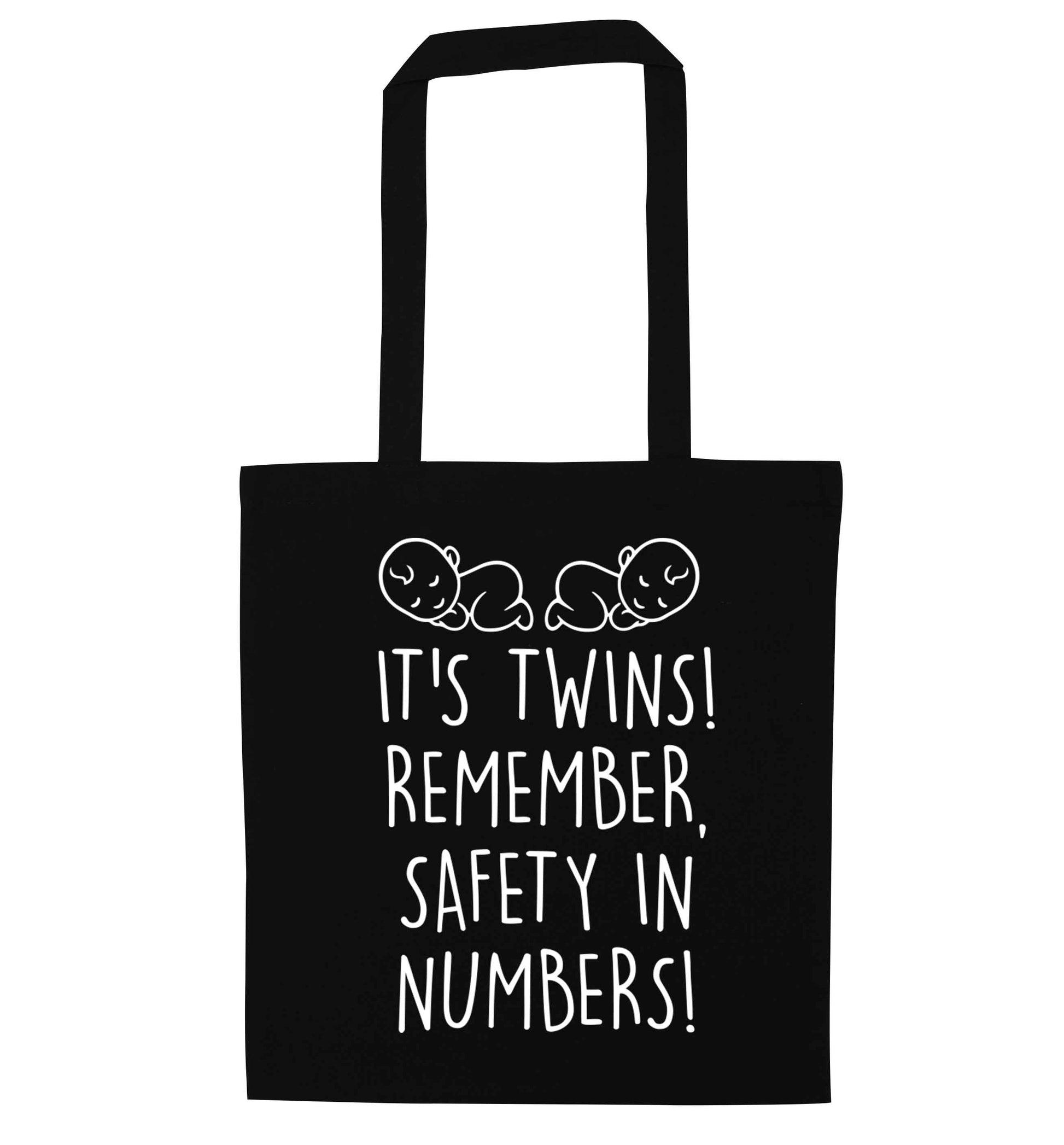 It's twins! Remember safety in numbers! black tote bag