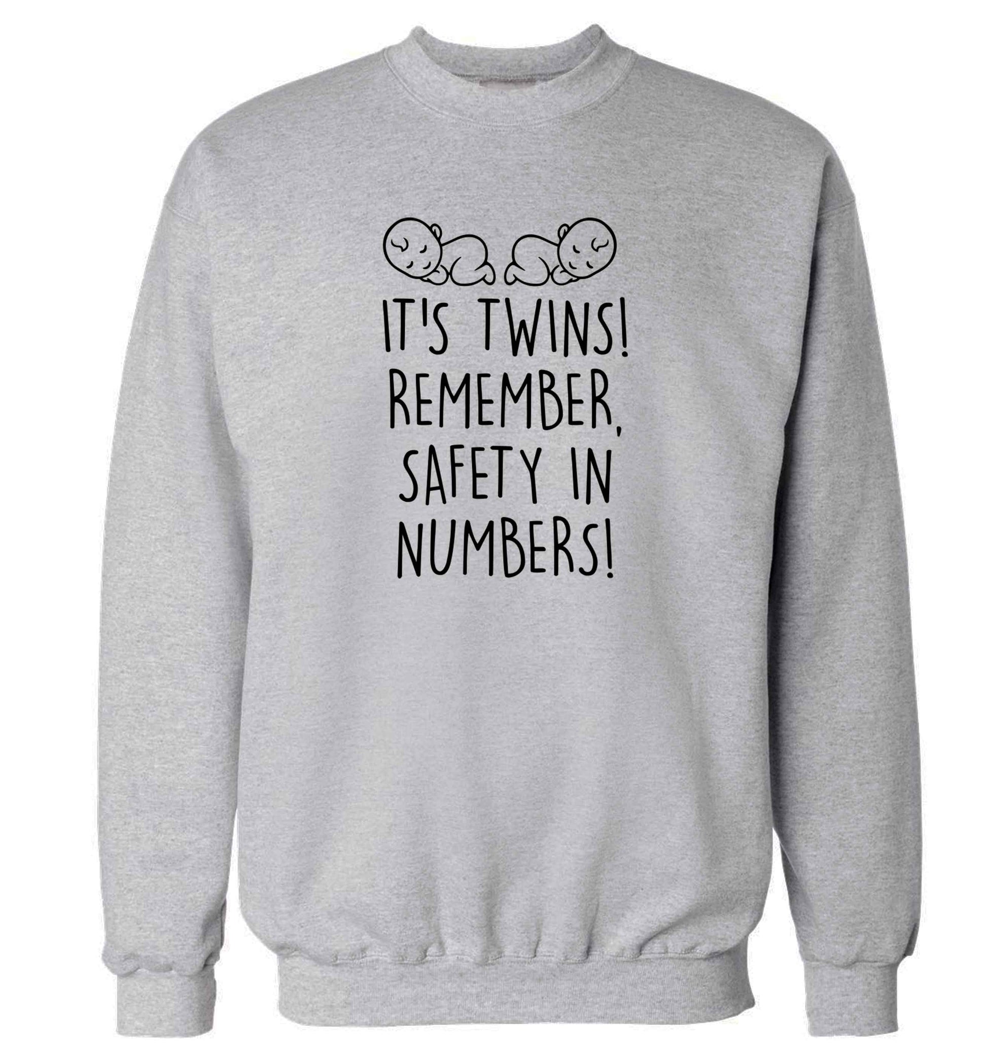 It's twins! Remember safety in numbers! adult's unisex grey sweater 2XL