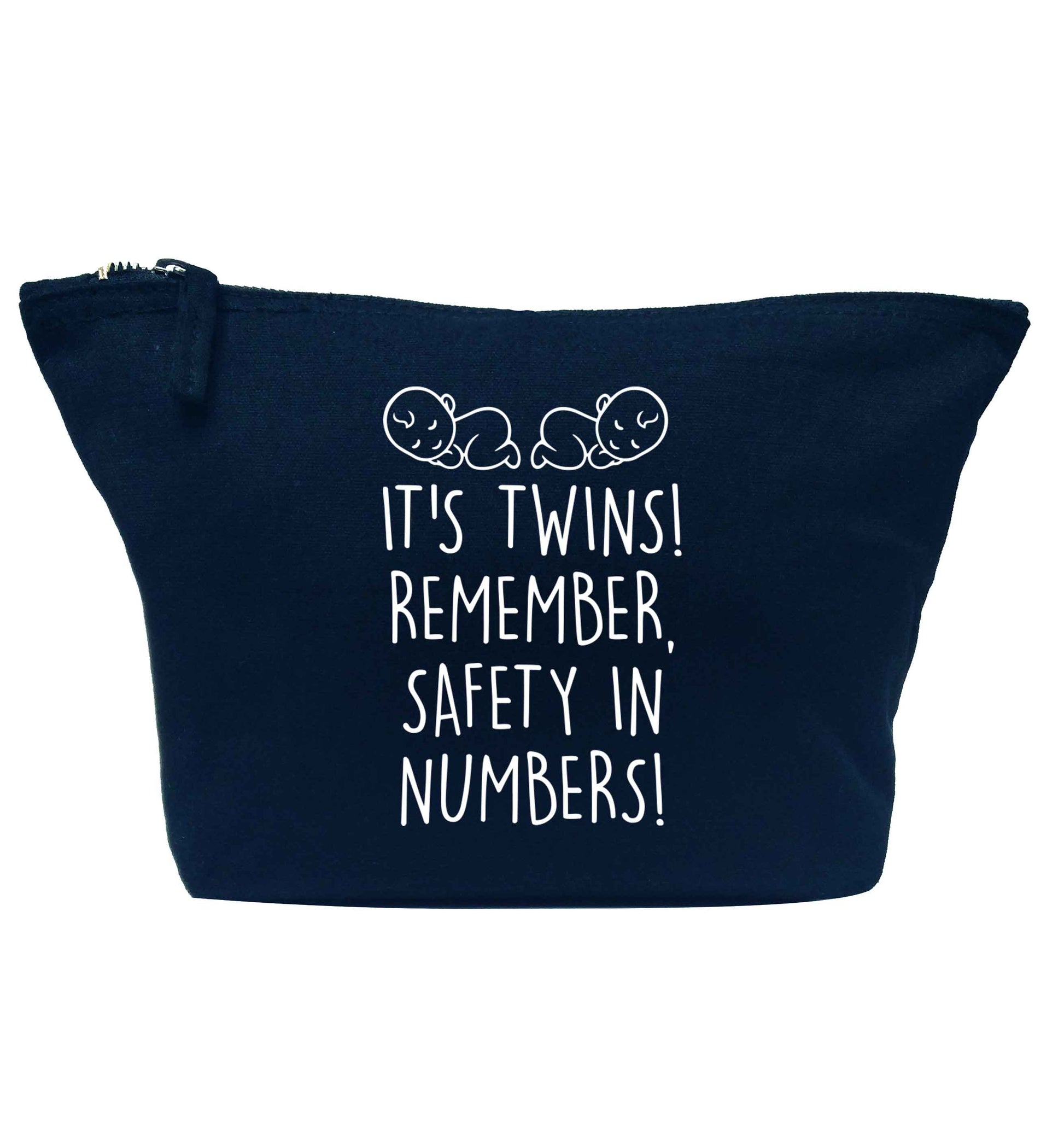 It's twins! Remember safety in numbers! navy makeup bag