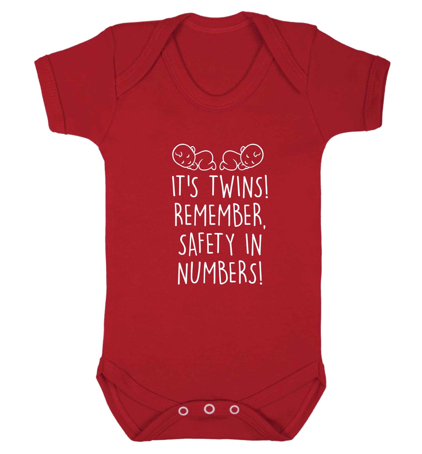 It's twins! Remember safety in numbers! baby vest red 18-24 months