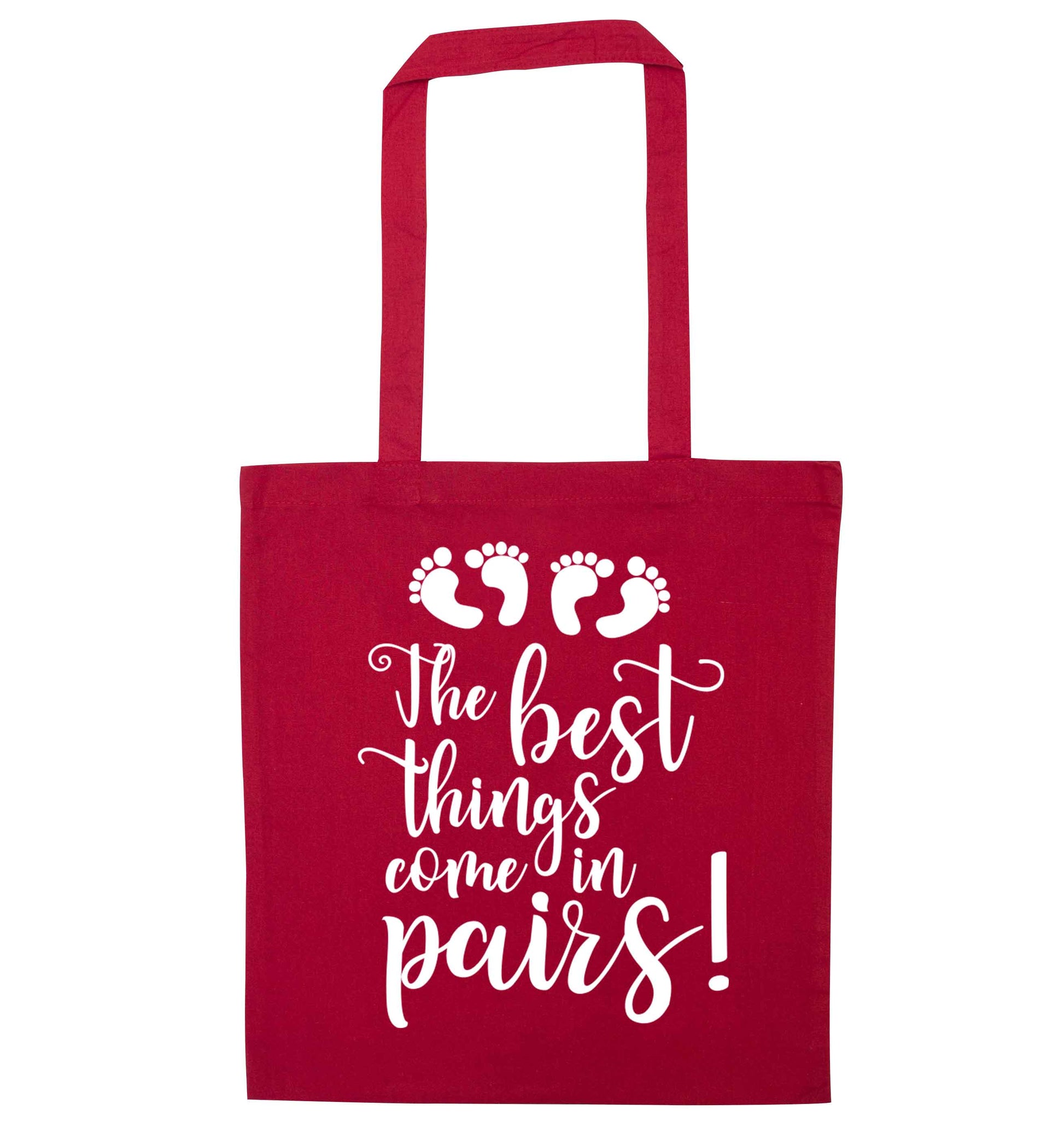 The best things come in pairs! red tote bag