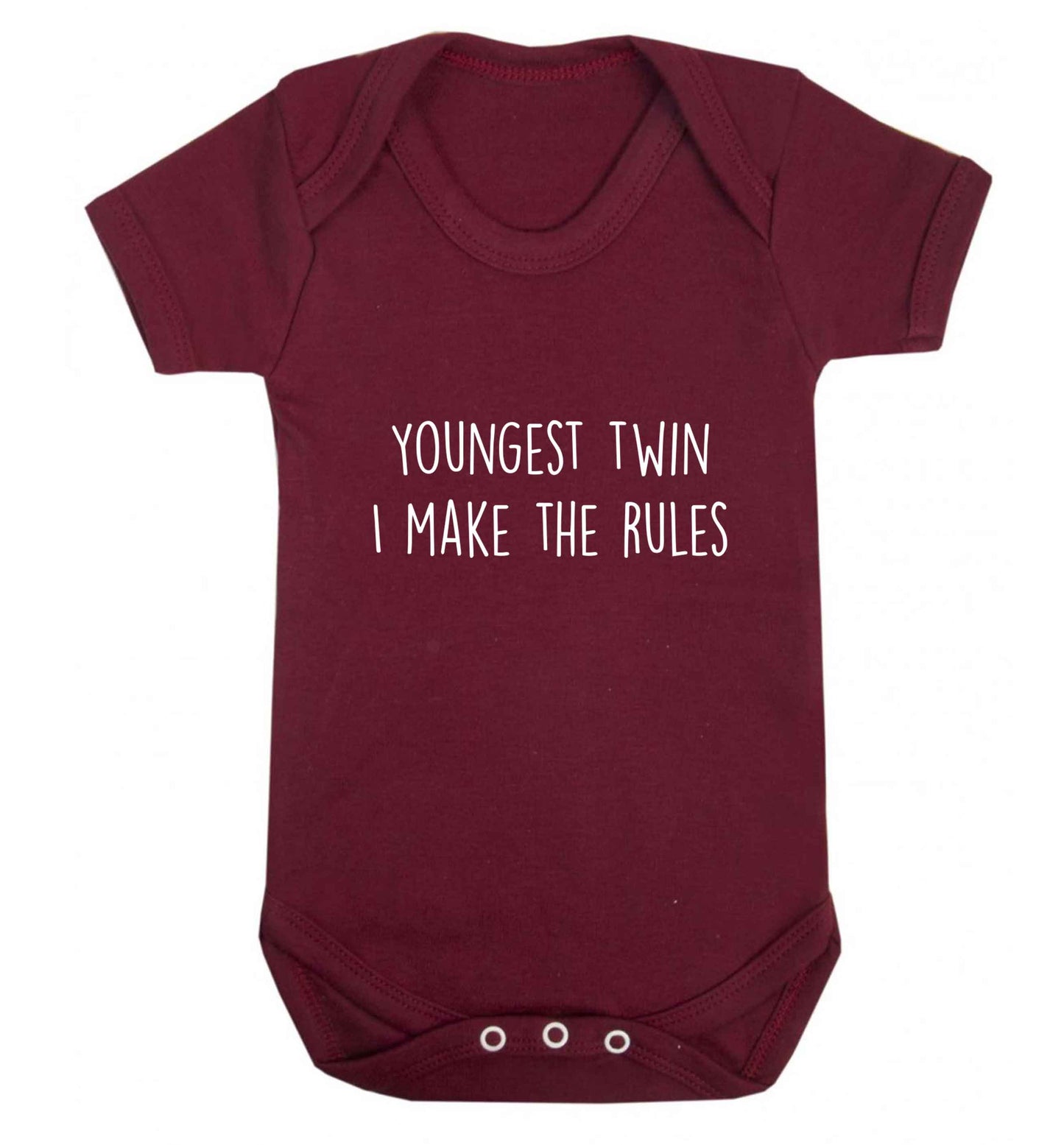 Youngest twin I make the rules baby vest maroon 18-24 months