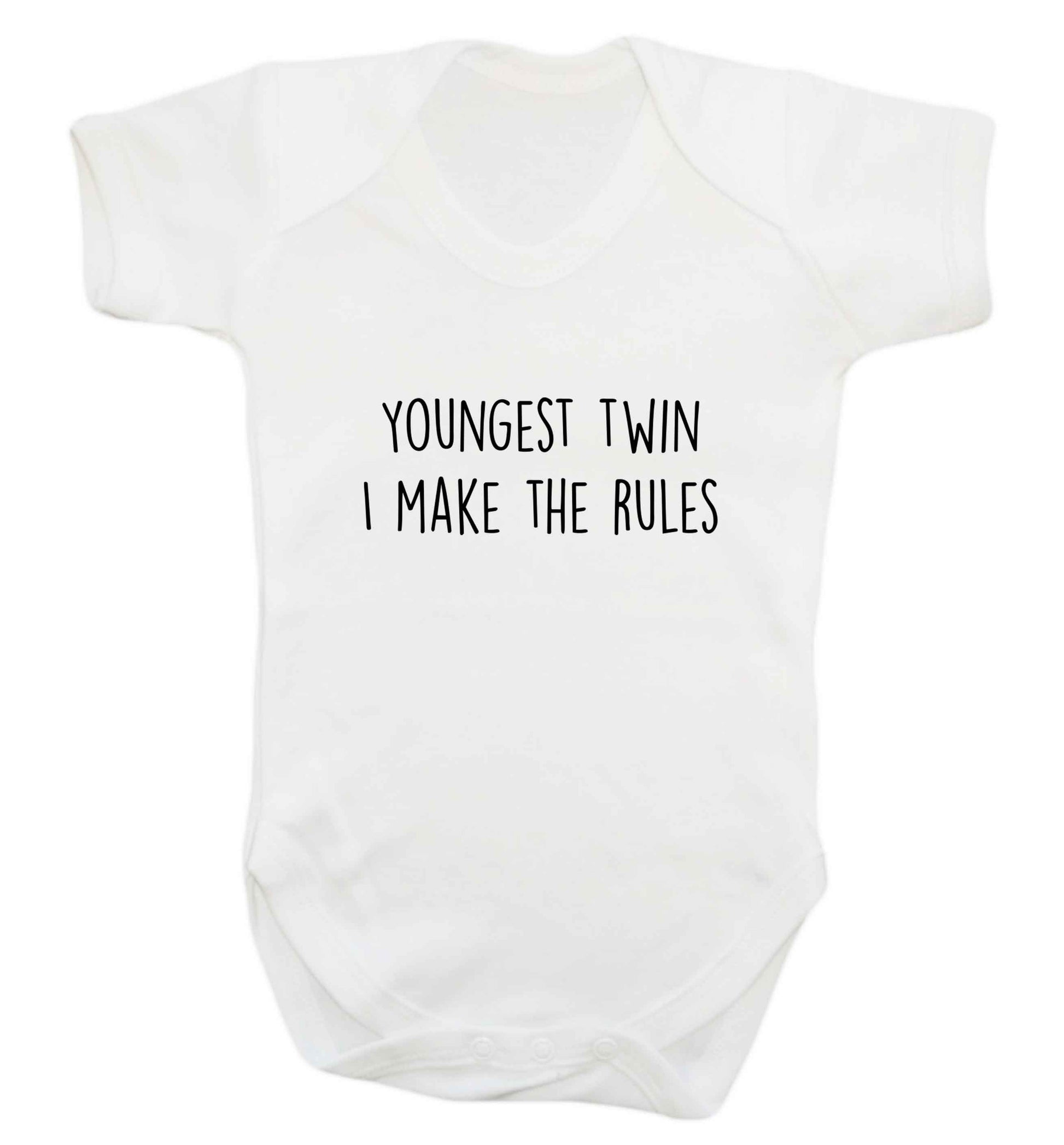 Youngest twin I make the rules baby vest white 18-24 months