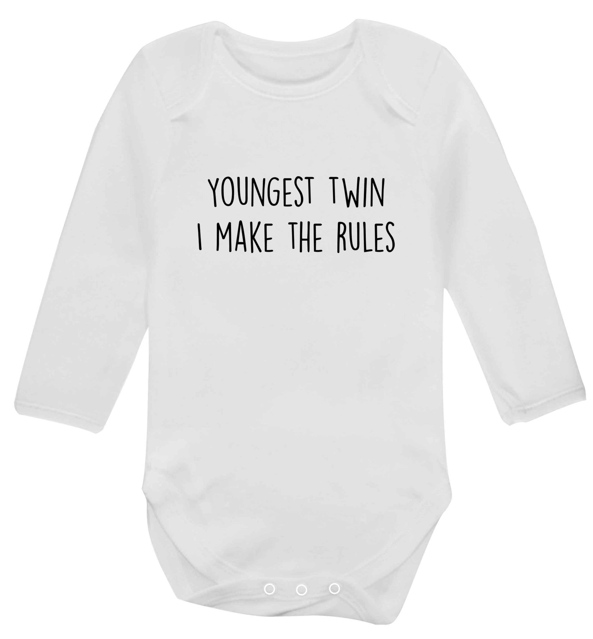 Youngest twin I make the rules baby vest long sleeved white 6-12 months