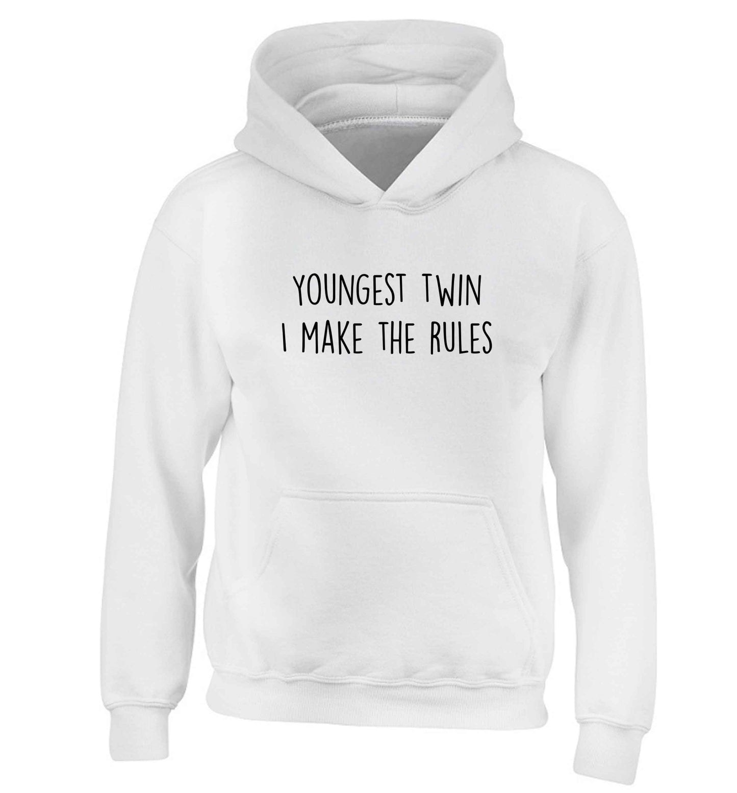 Youngest twin I make the rules children's white hoodie 12-13 Years