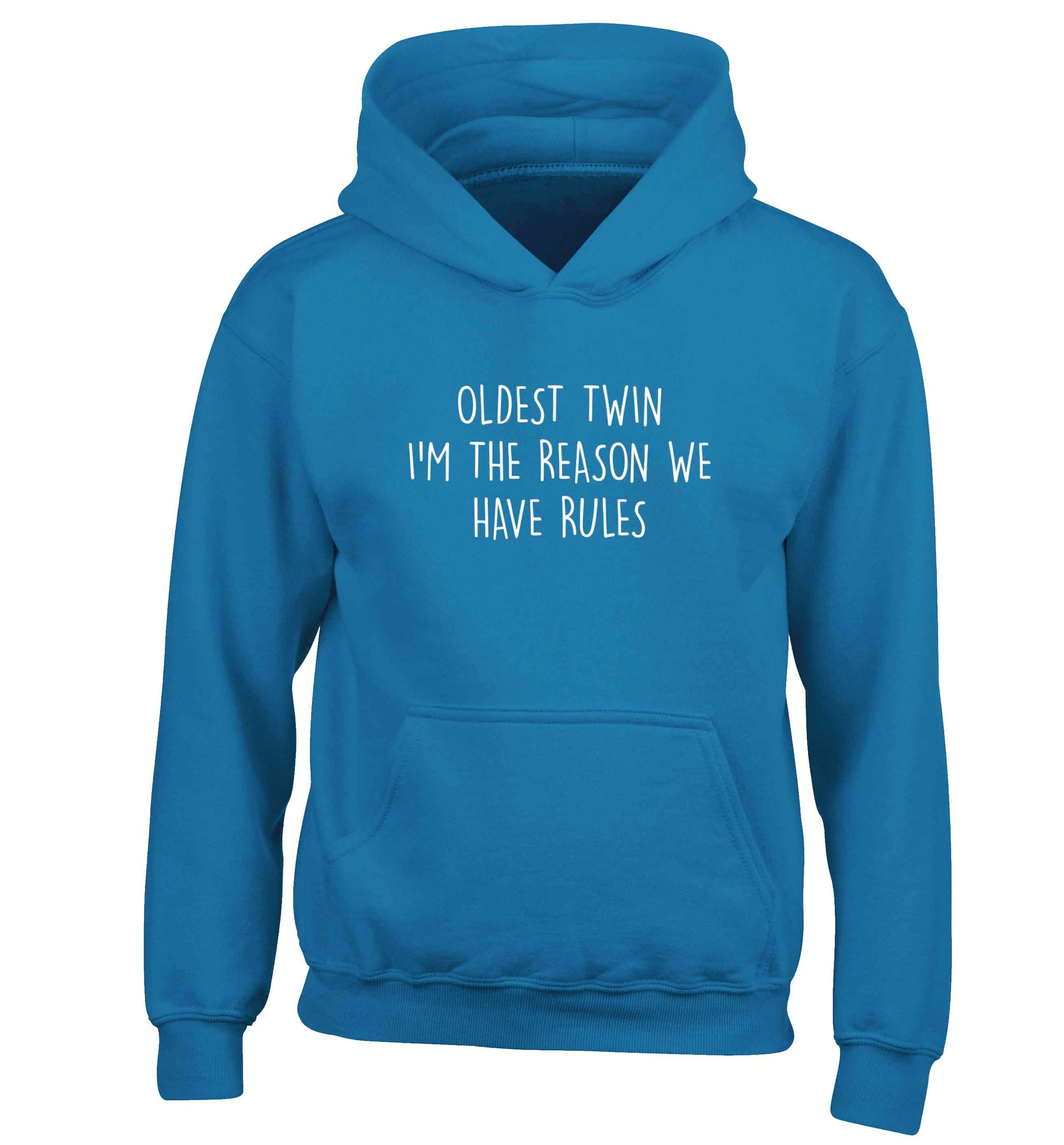Oldest twin I'm the reason we have rules children's blue hoodie 12-13 Years