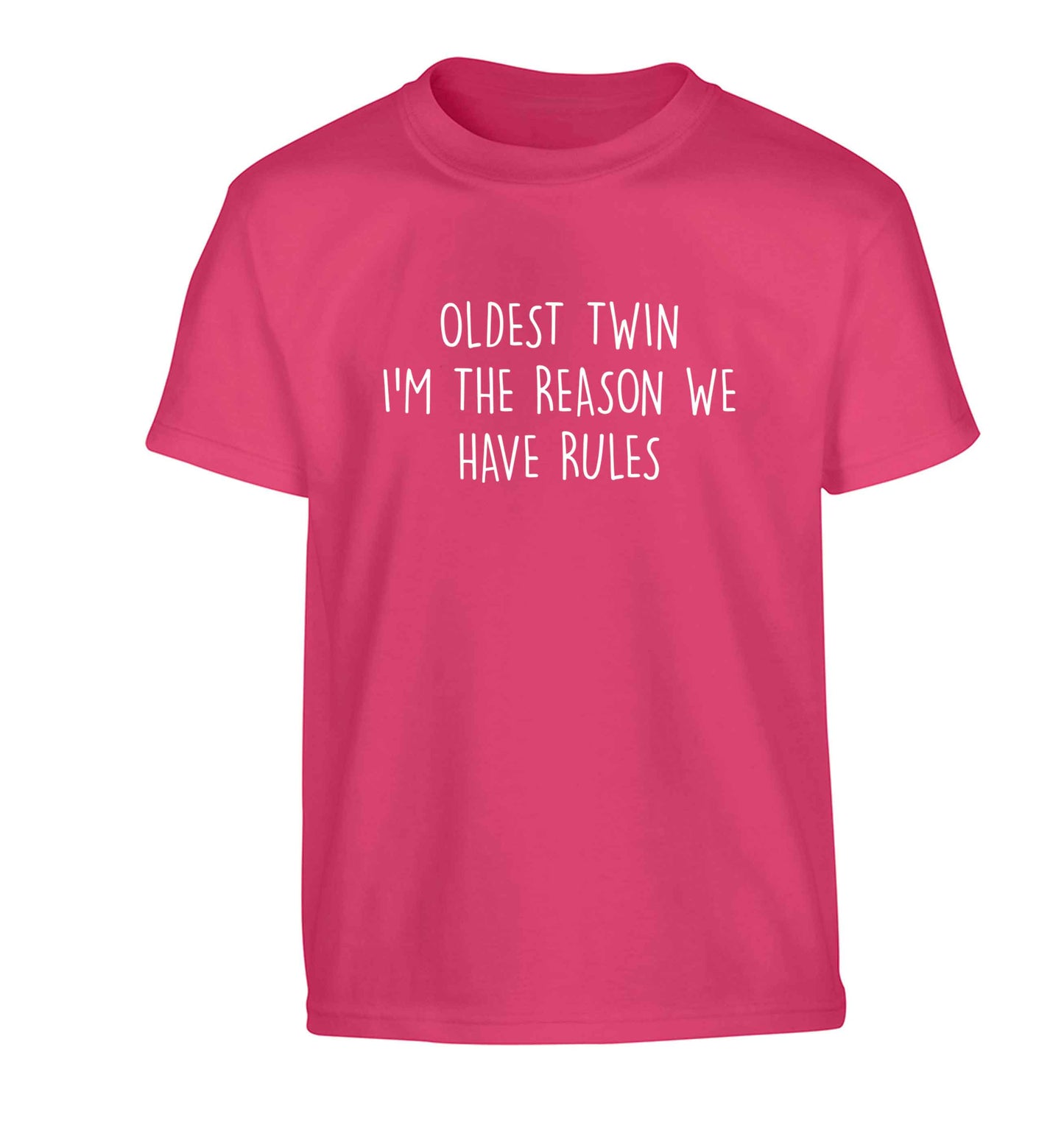 Oldest twin I'm the reason we have rules Children's pink Tshirt 12-13 Years