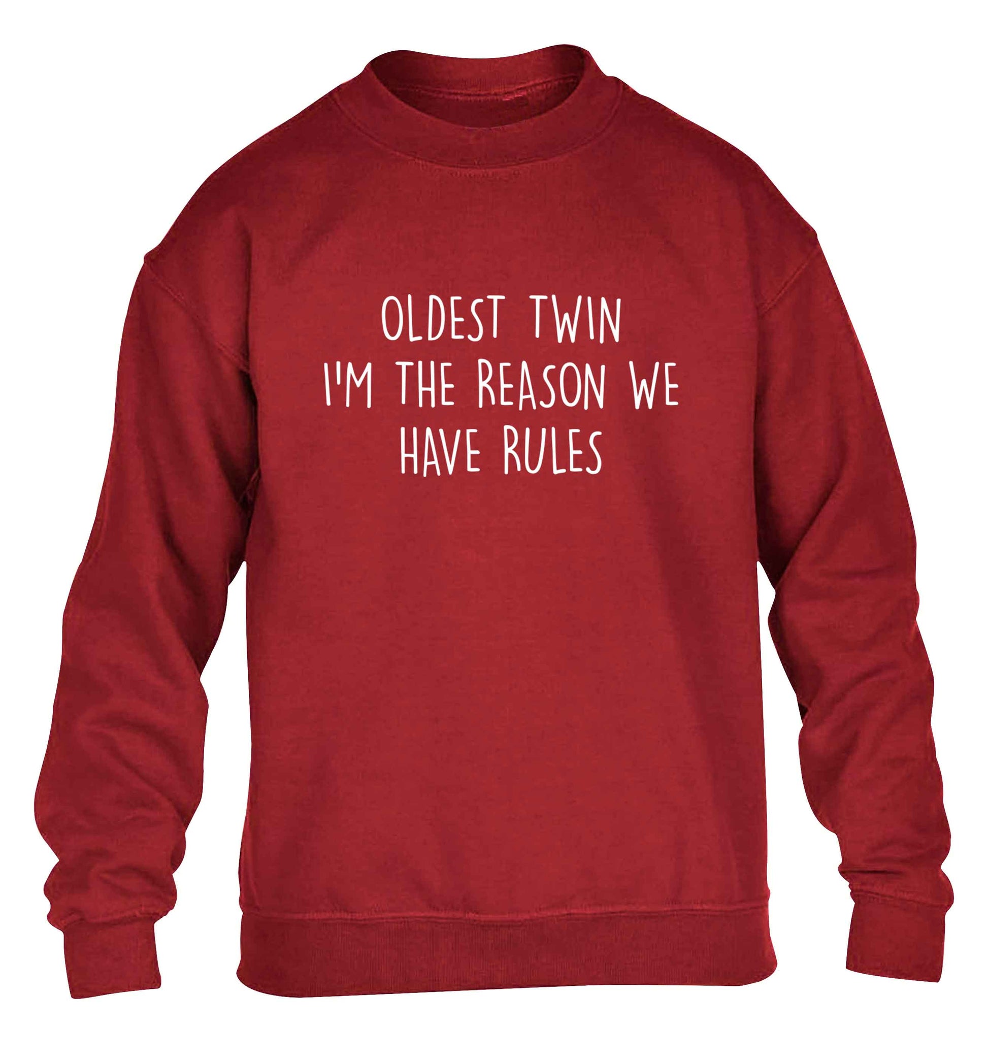 Oldest twin I'm the reason we have rules children's grey sweater 12-13 Years