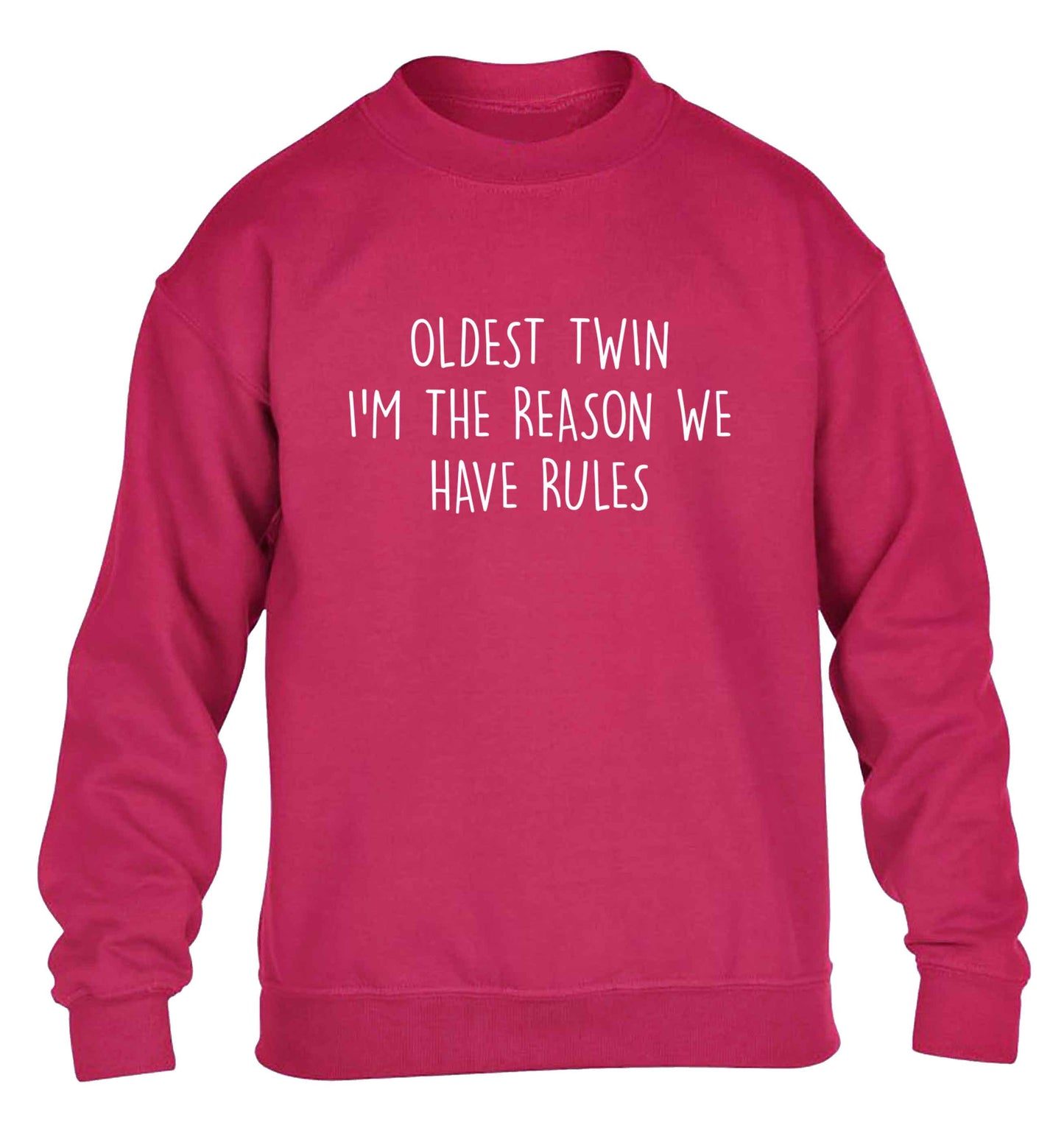 Oldest twin I'm the reason we have rules children's pink sweater 12-13 Years