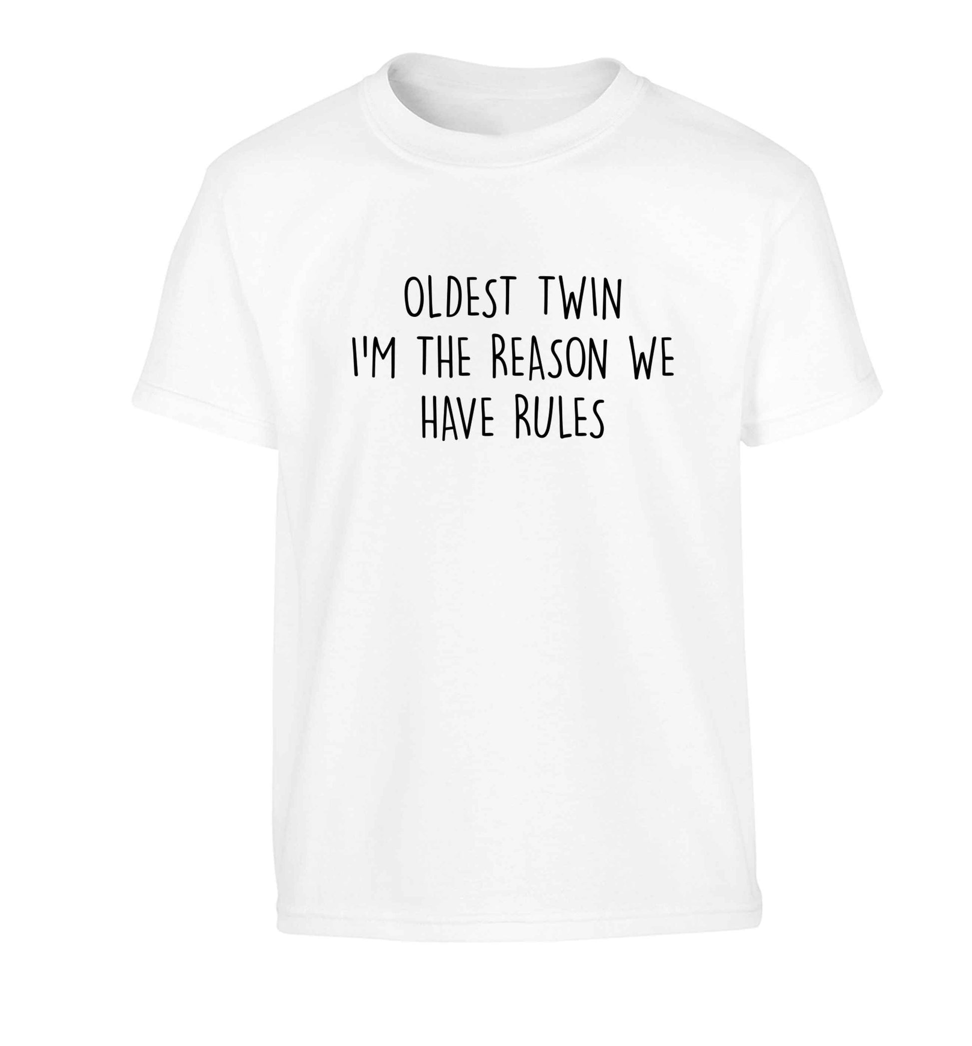 Oldest twin I'm the reason we have rules Children's white Tshirt 12-13 Years