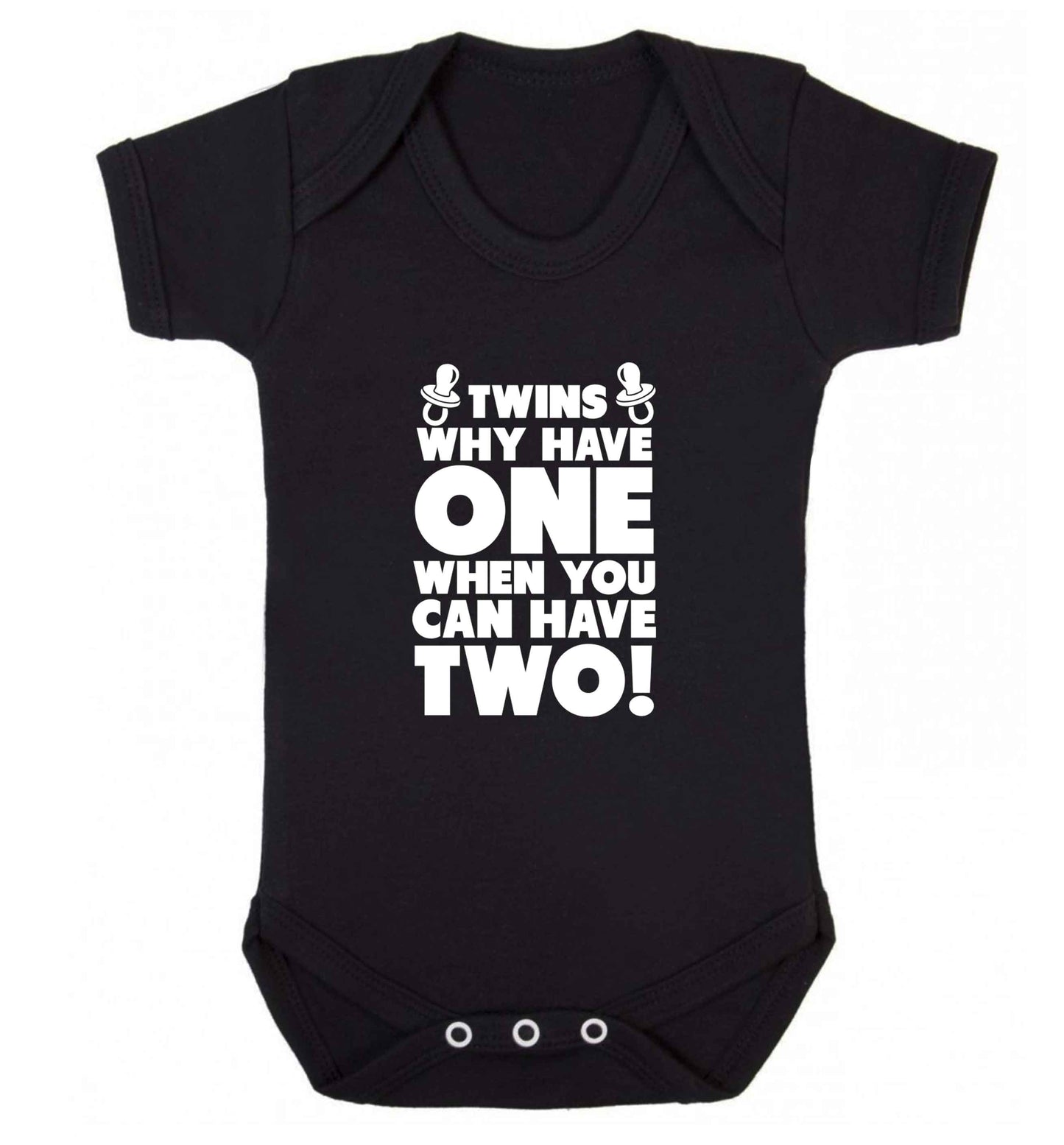 Twins why have one when you can have two baby vest black 18-24 months