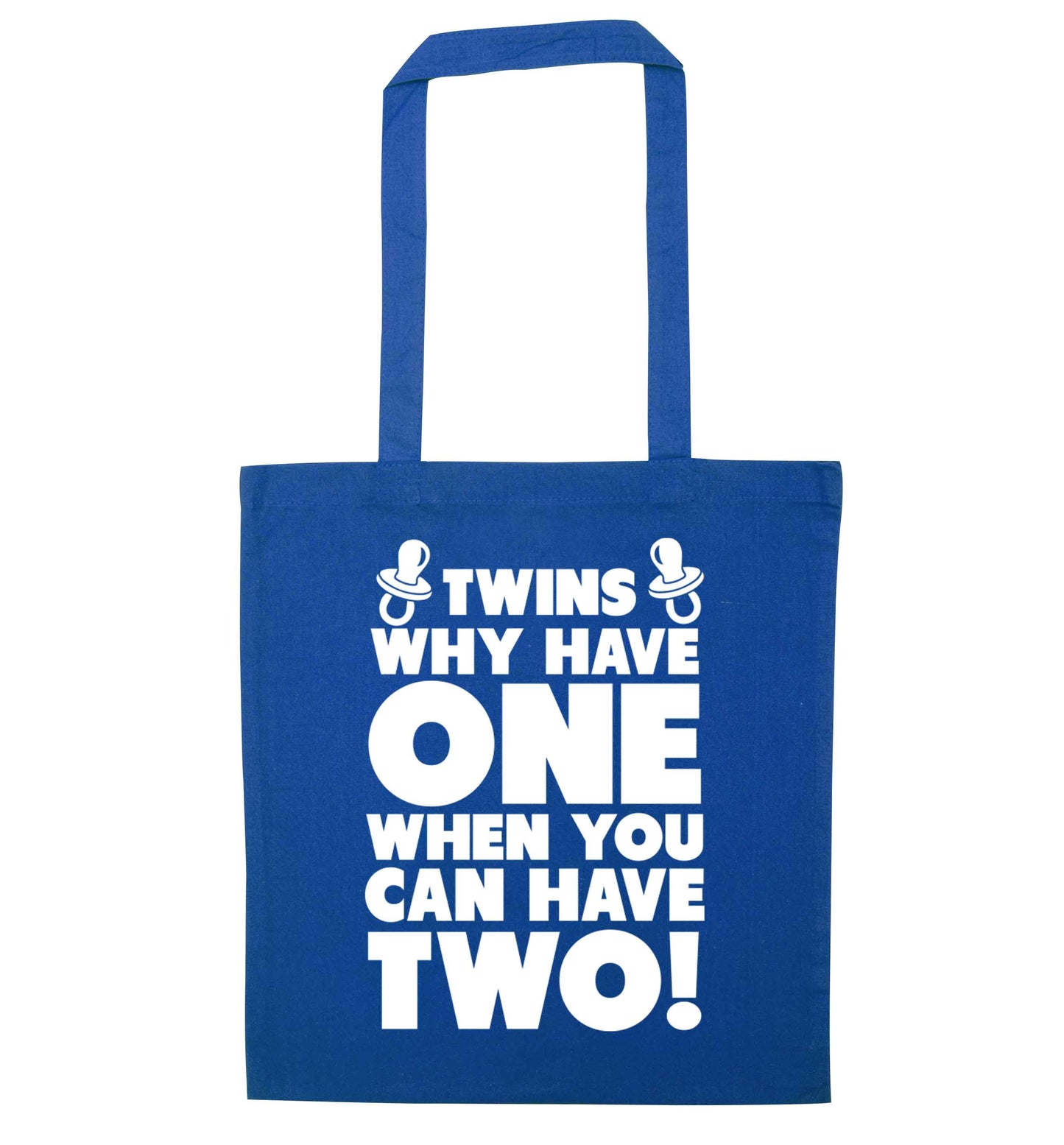 Twins why have one when you can have two blue tote bag