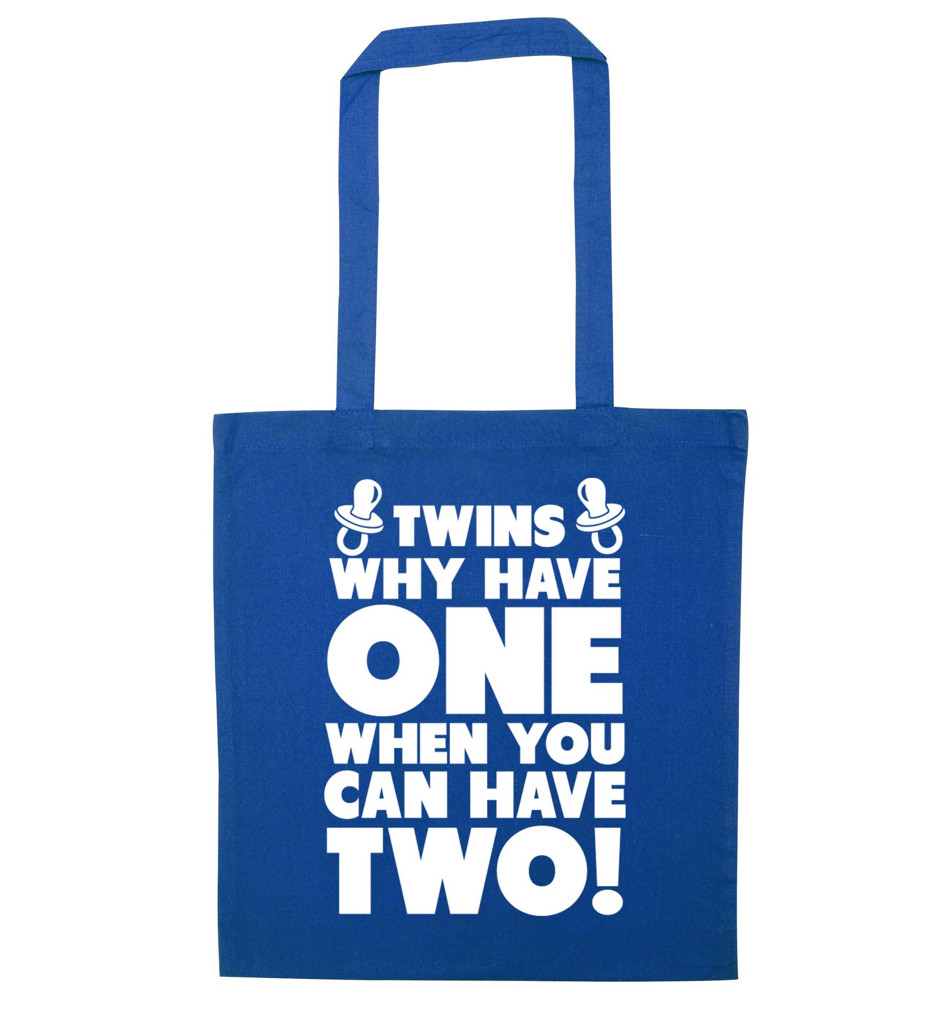 Twins why have one when you can have two blue tote bag