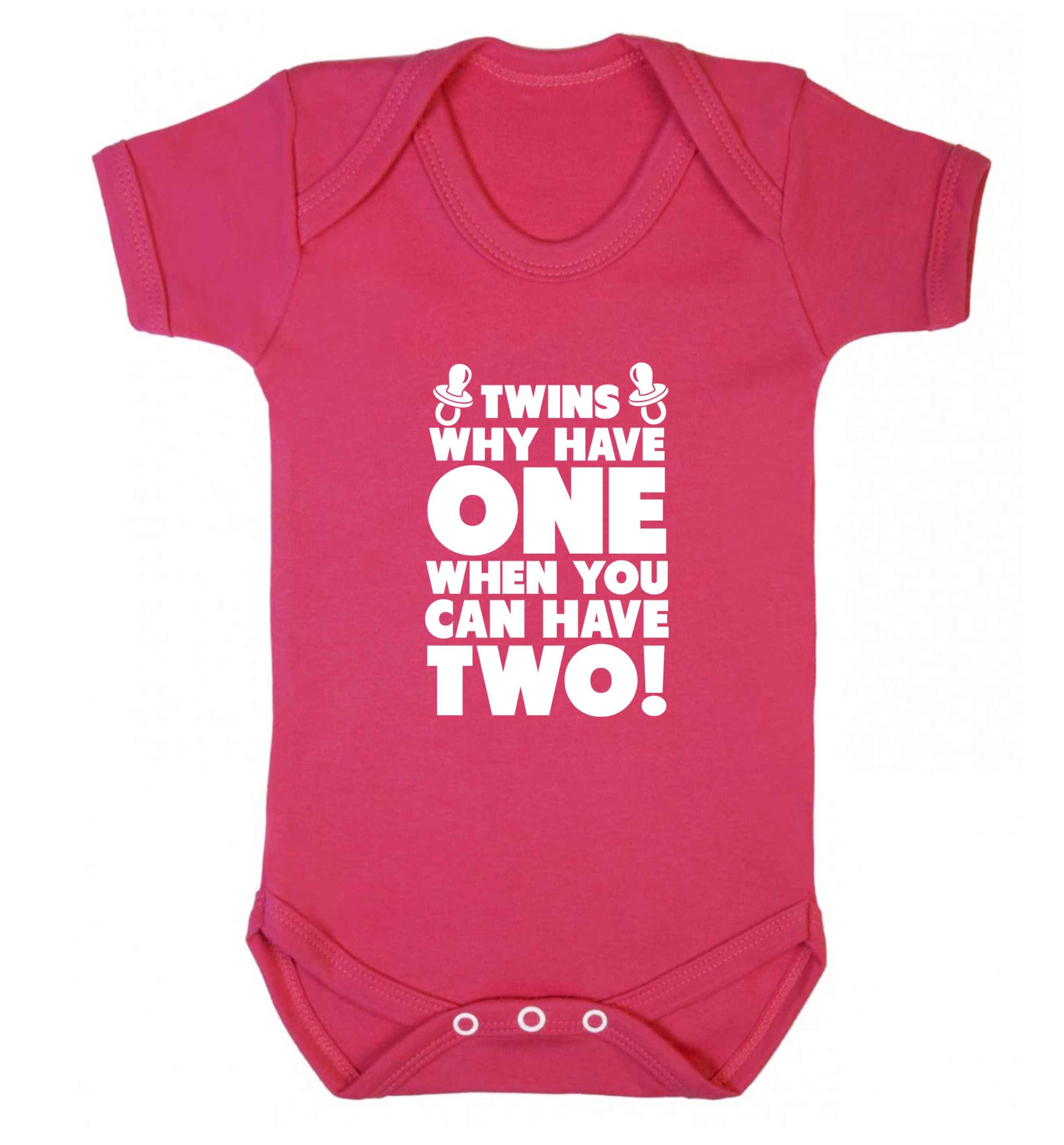 Twins why have one when you can have two baby vest dark pink 18-24 months