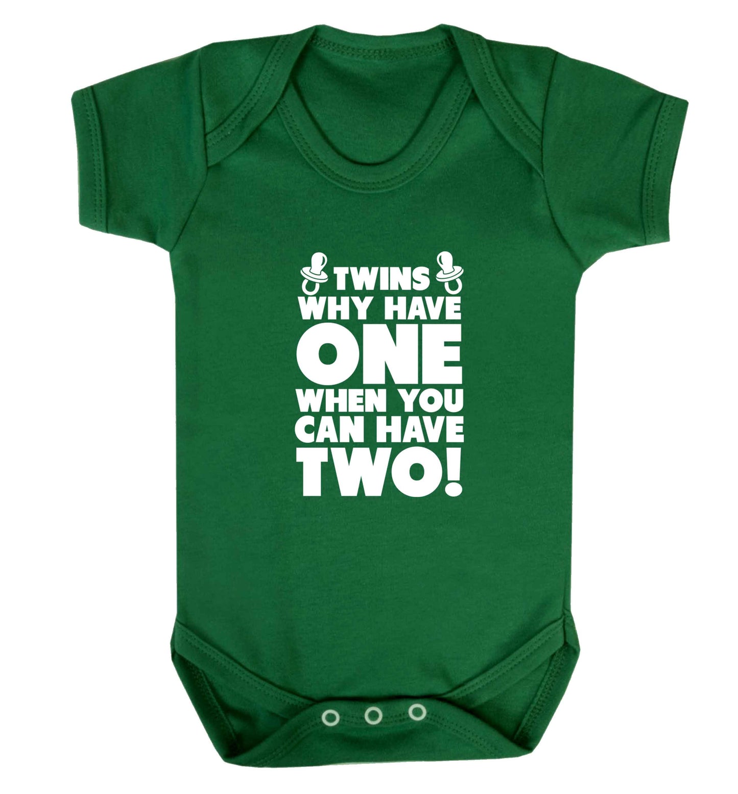 Twins why have one when you can have two baby vest green 18-24 months
