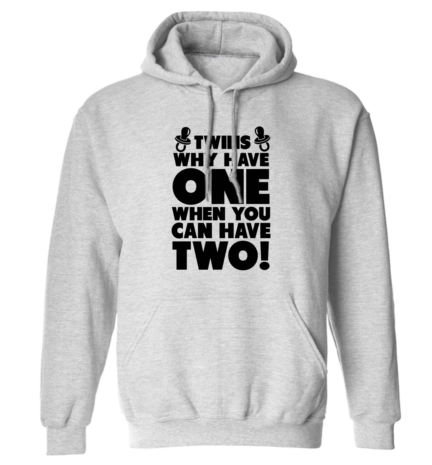 Twins why have one when you can have two adults unisex grey hoodie 2XL