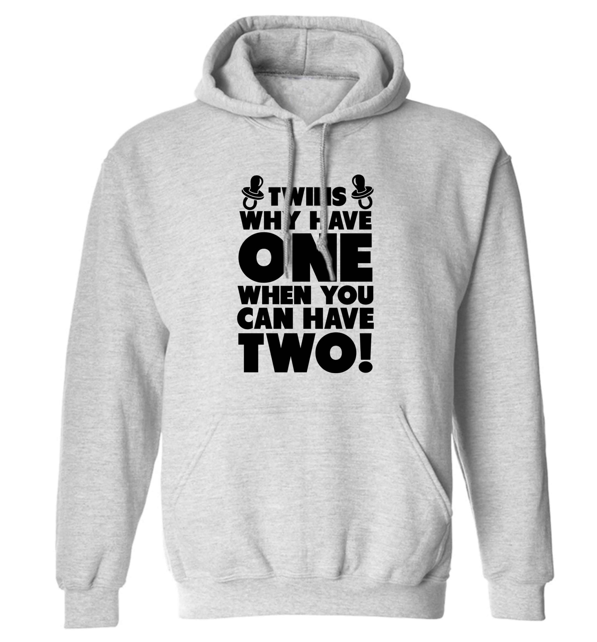 Twins why have one when you can have two adults unisex grey hoodie 2XL