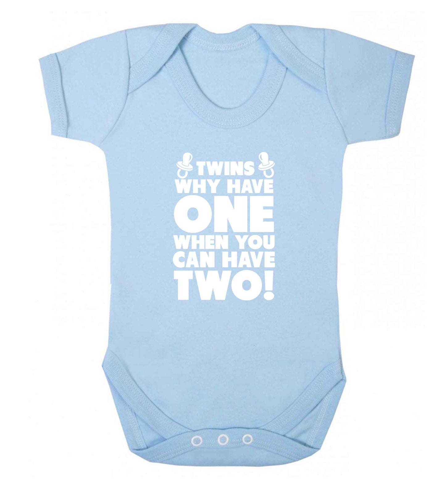 Twins why have one when you can have two baby vest pale blue 18-24 months