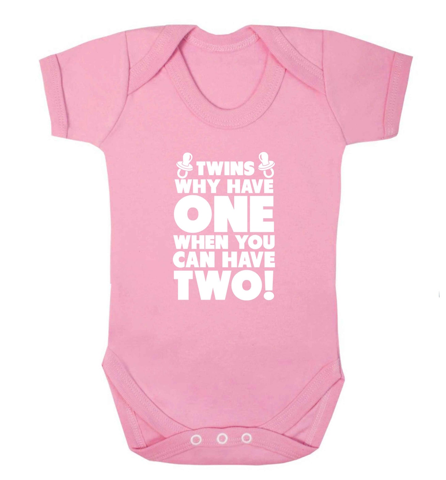 Twins why have one when you can have two baby vest pale pink 18-24 months